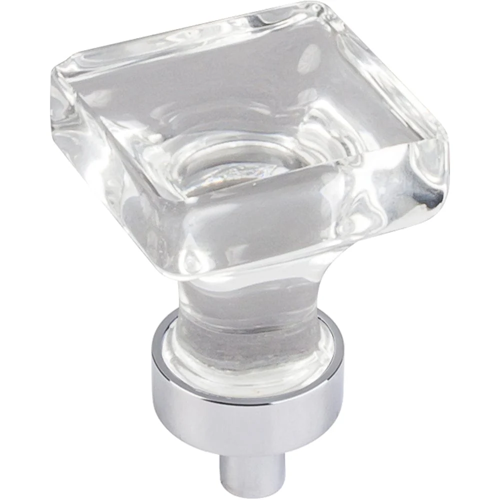 Harlow Small Square Glass Knob 1" O.L.,  Polished Chrome - Image 2