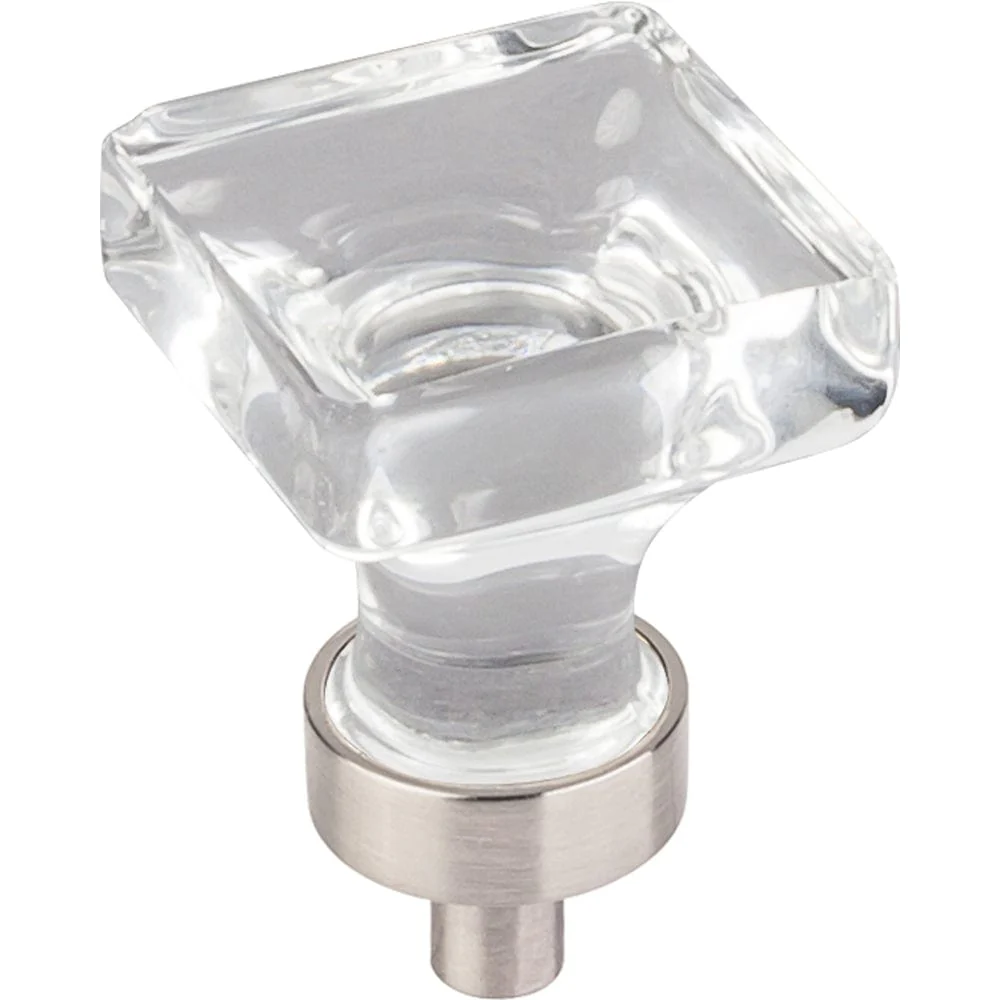 Harlow Small Square Glass Knob 1" O.L.,  Satin Nickel - Image 2