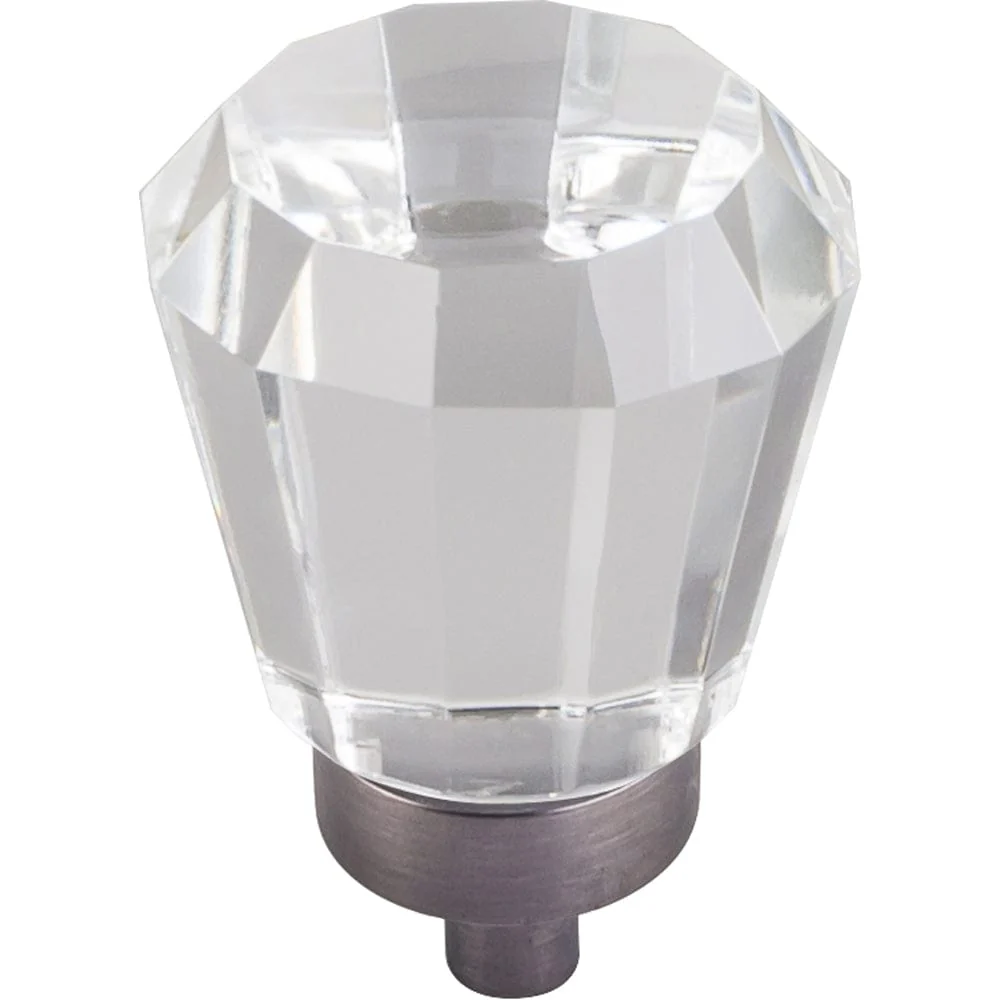 Harlow Small Tapered Glass Knob 1" Dia  Brushed Pewter - Image 1