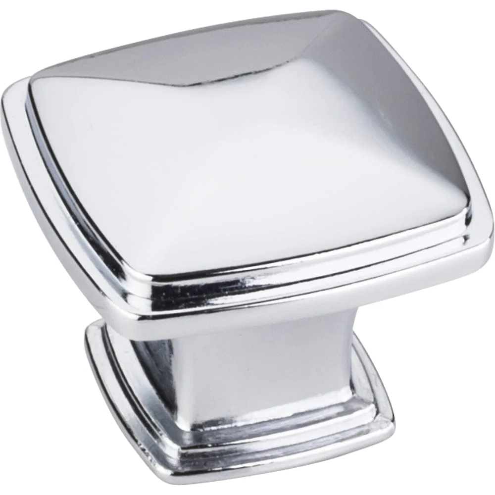 Milan 1 Plain Square Knob, 1-3/16" O.L.,, Polished Chrome - Image 1