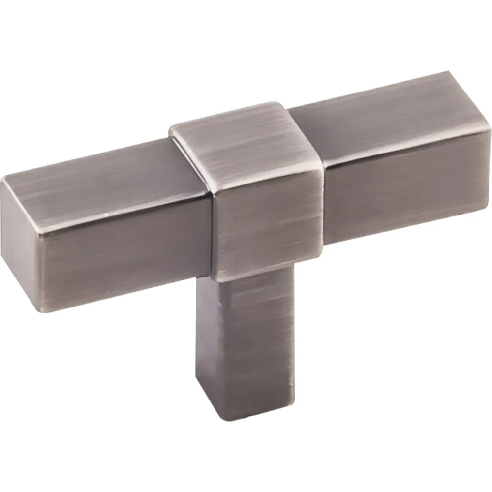 Zane "T" Knob, 2" O.L., Brushed Pewter - Image 1