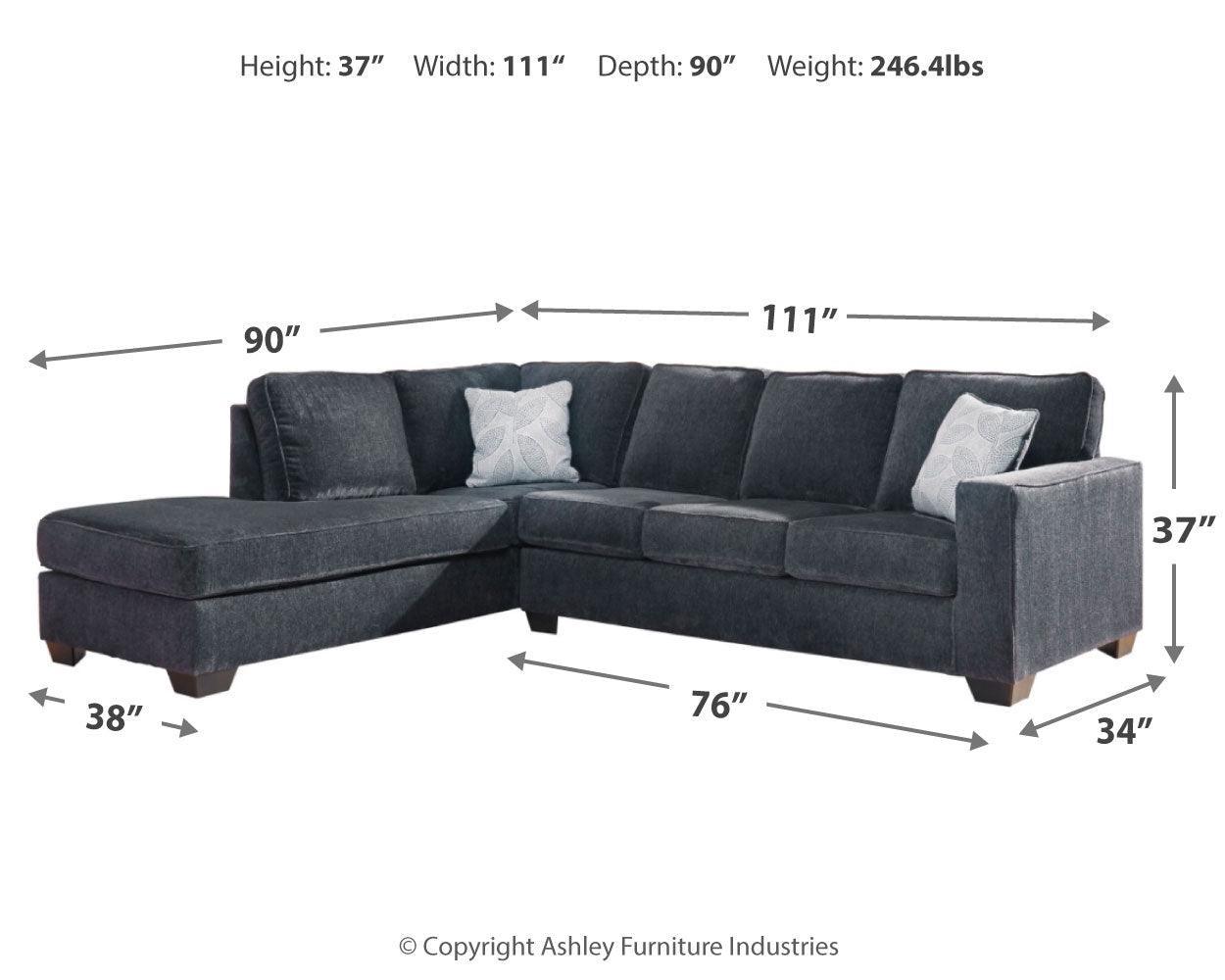 Altari Slate Chenille 2-Piece Sectional With Chaise - Image 3