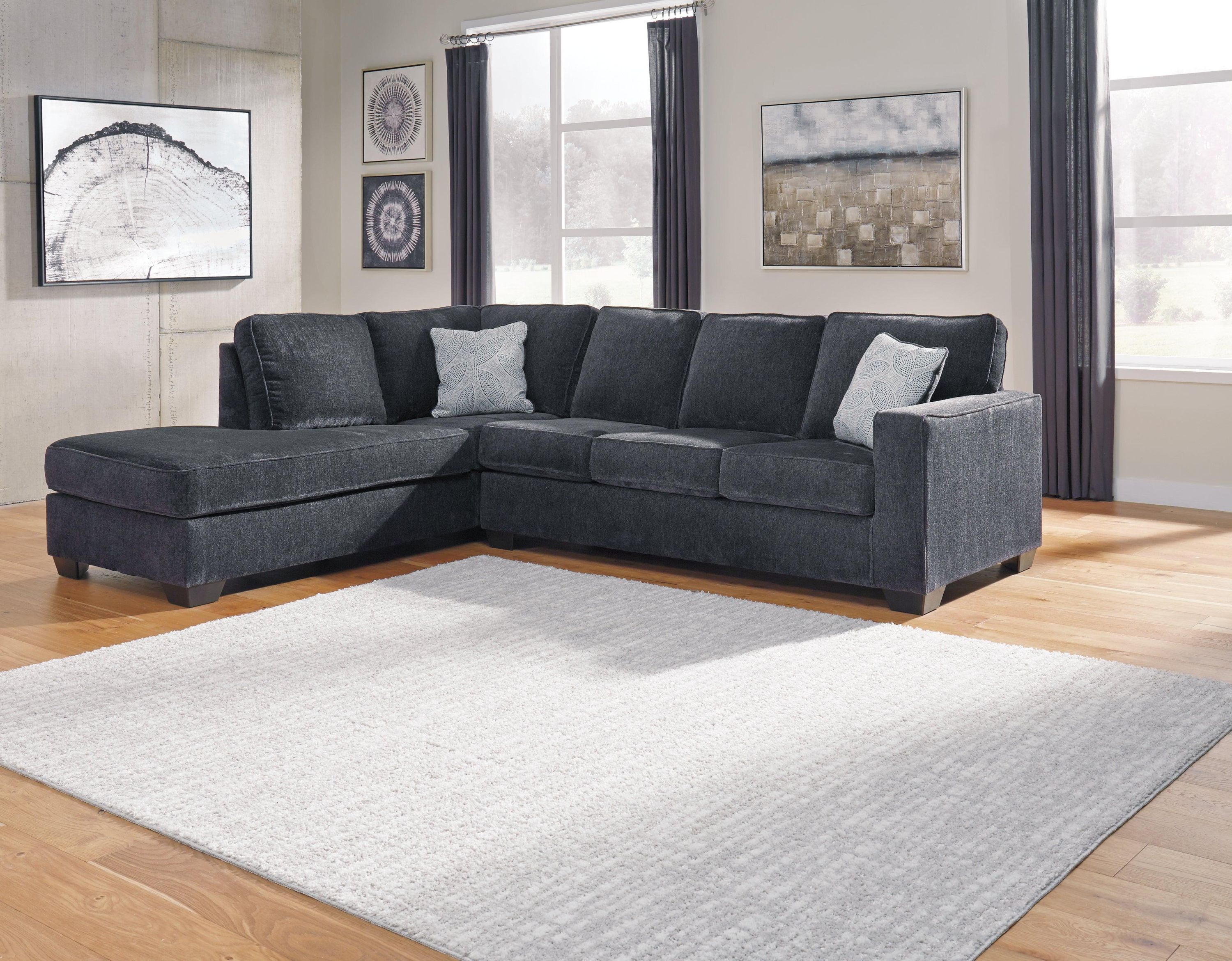 Altari Slate Chenille 2-Piece Sleeper Sectional With Chaise - Image 3