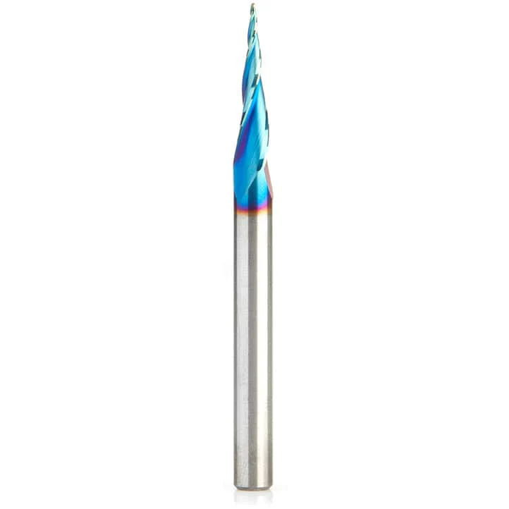 46280-K 2D/3D Carving 6.2 Deg Tapered Angle Ball Nose Triple Flute Router Bit 1/32"D 1"CH 1/64"R 1/4"SH 3"OL - Image 1