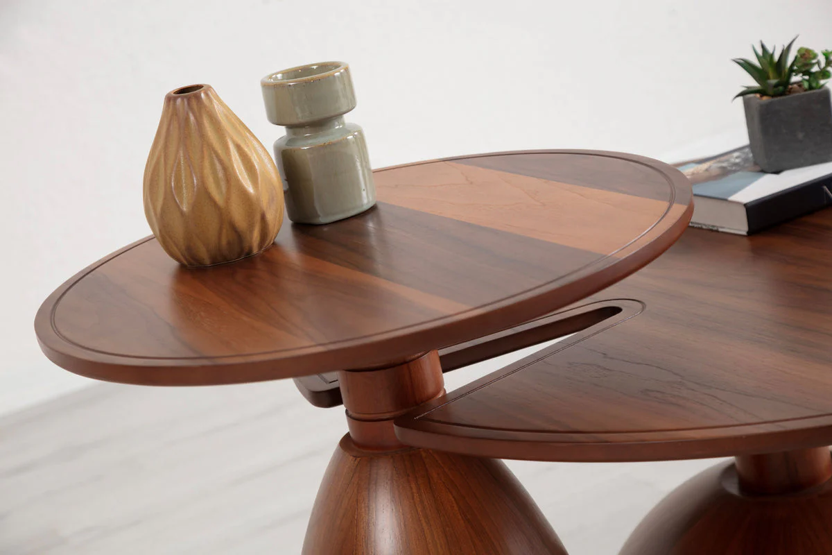 Pomela Walnut 2-Piece Coffee Table Set - Image 3
