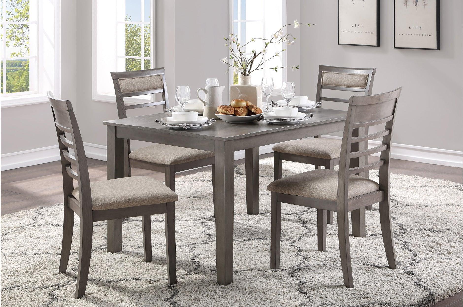 Lovell Gray Fabric Rectangular Dining Room Set - Image 1