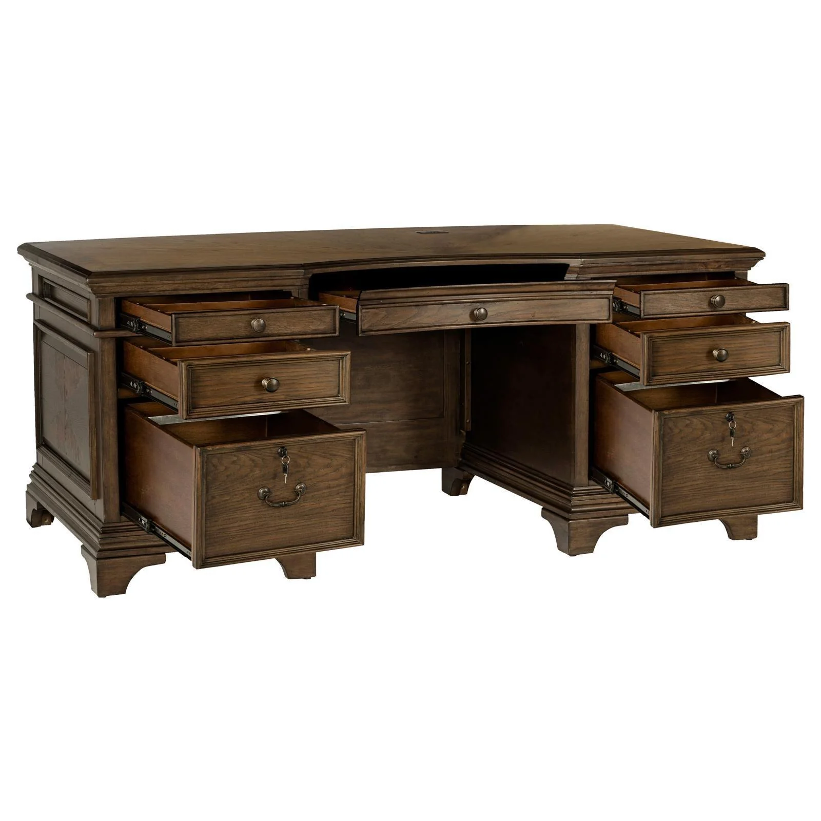Hartshill Burnished Oak Executive Desk - Image 3