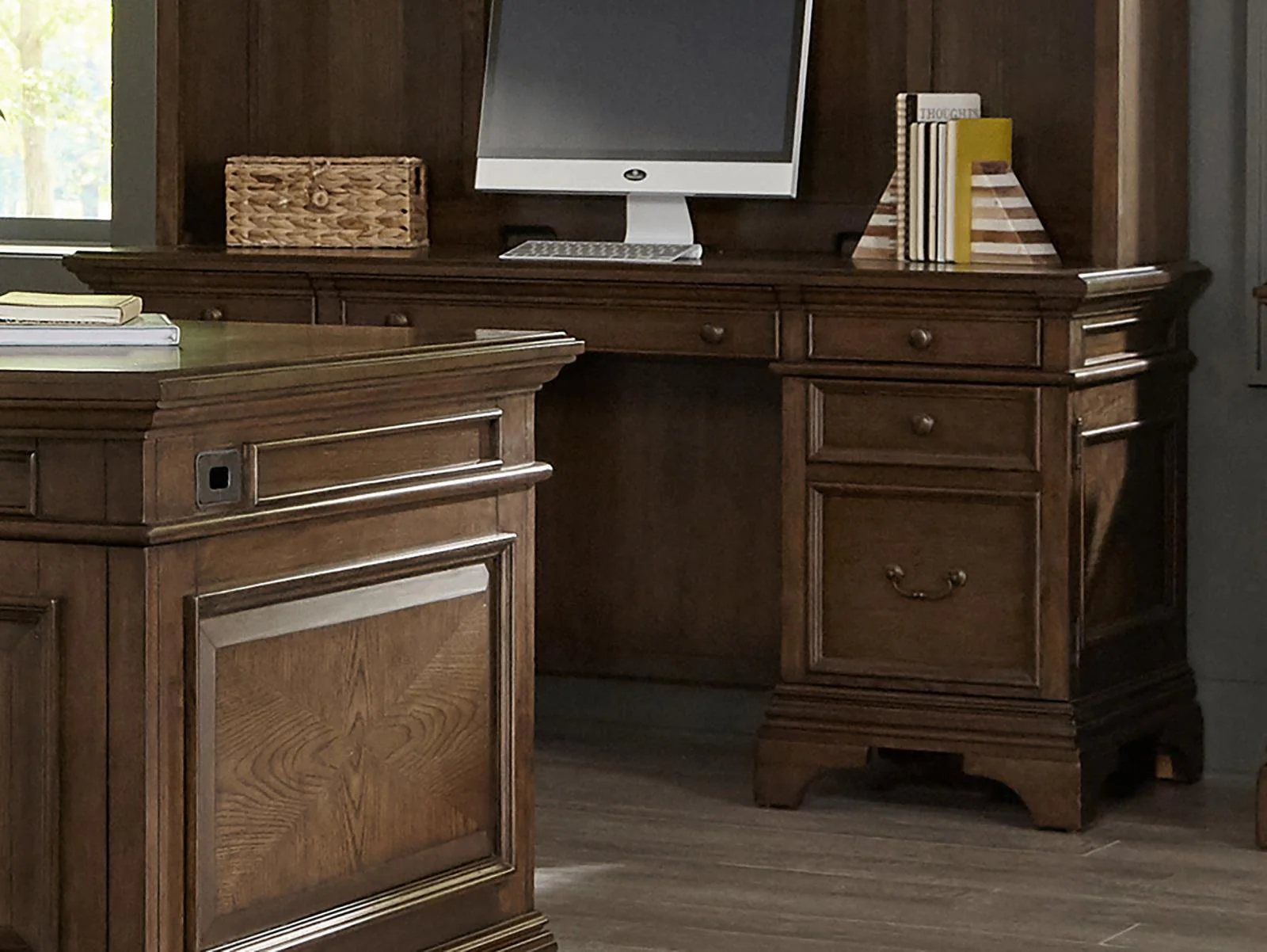 Hartshill Credenza With Power Outlet Burnished Oak - Image 1