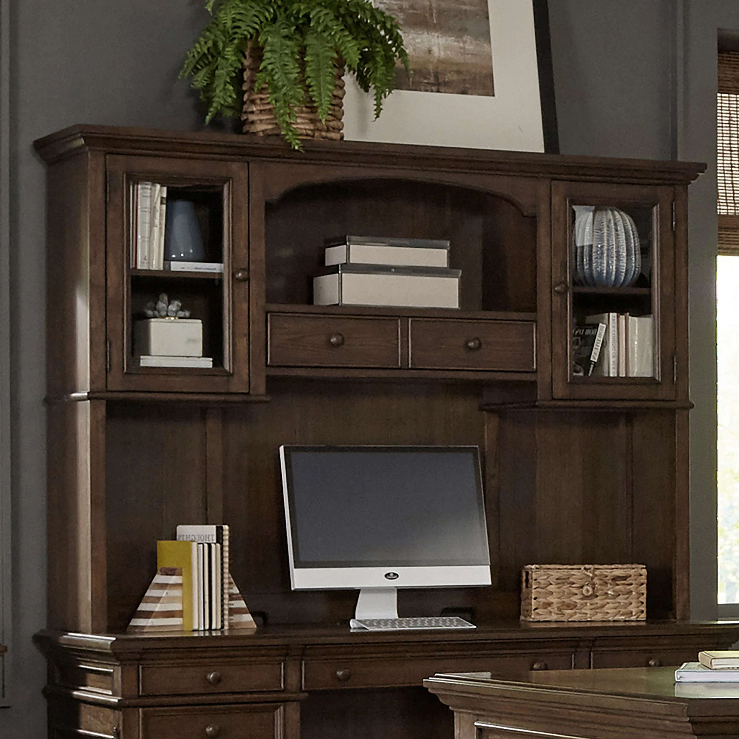 Hartshill 2-door Hutch with Shelves Burnished Oak - Image 2