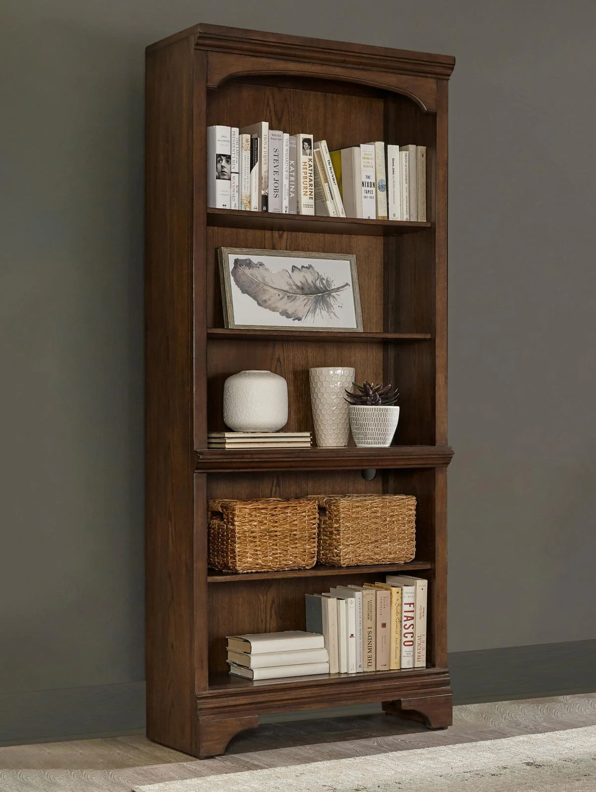 Hartshill 5 Shelf Bookcase Burnished Oak - Image 2