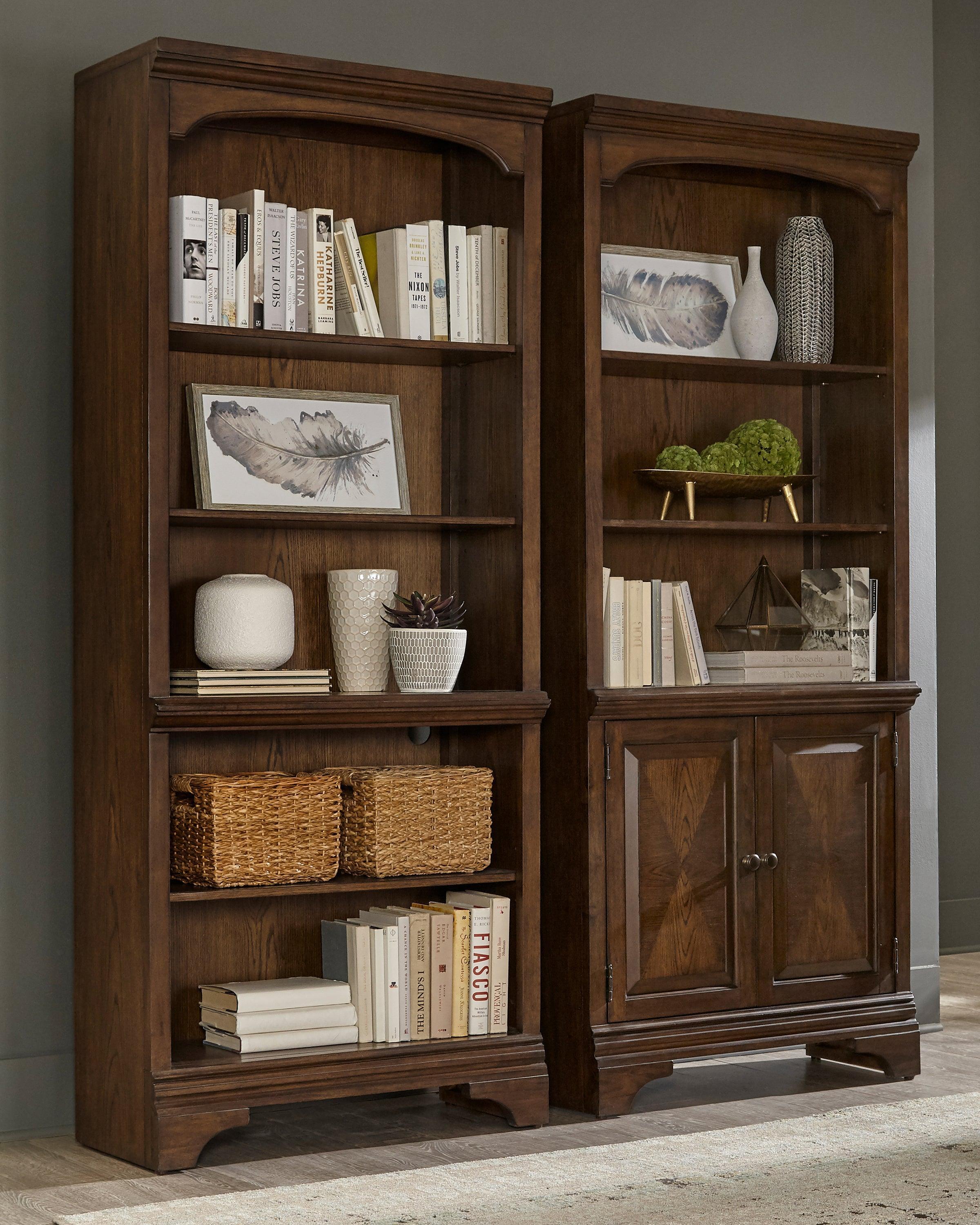 Hartshill Bookcase With Cabinet Burnished Oak - Image 2