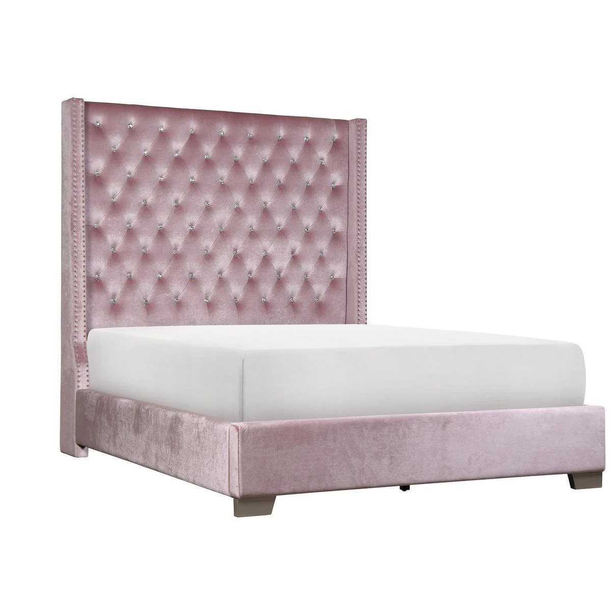 Jacklyn Pink Faux Leather Tufted Panel King Bed - Image 3