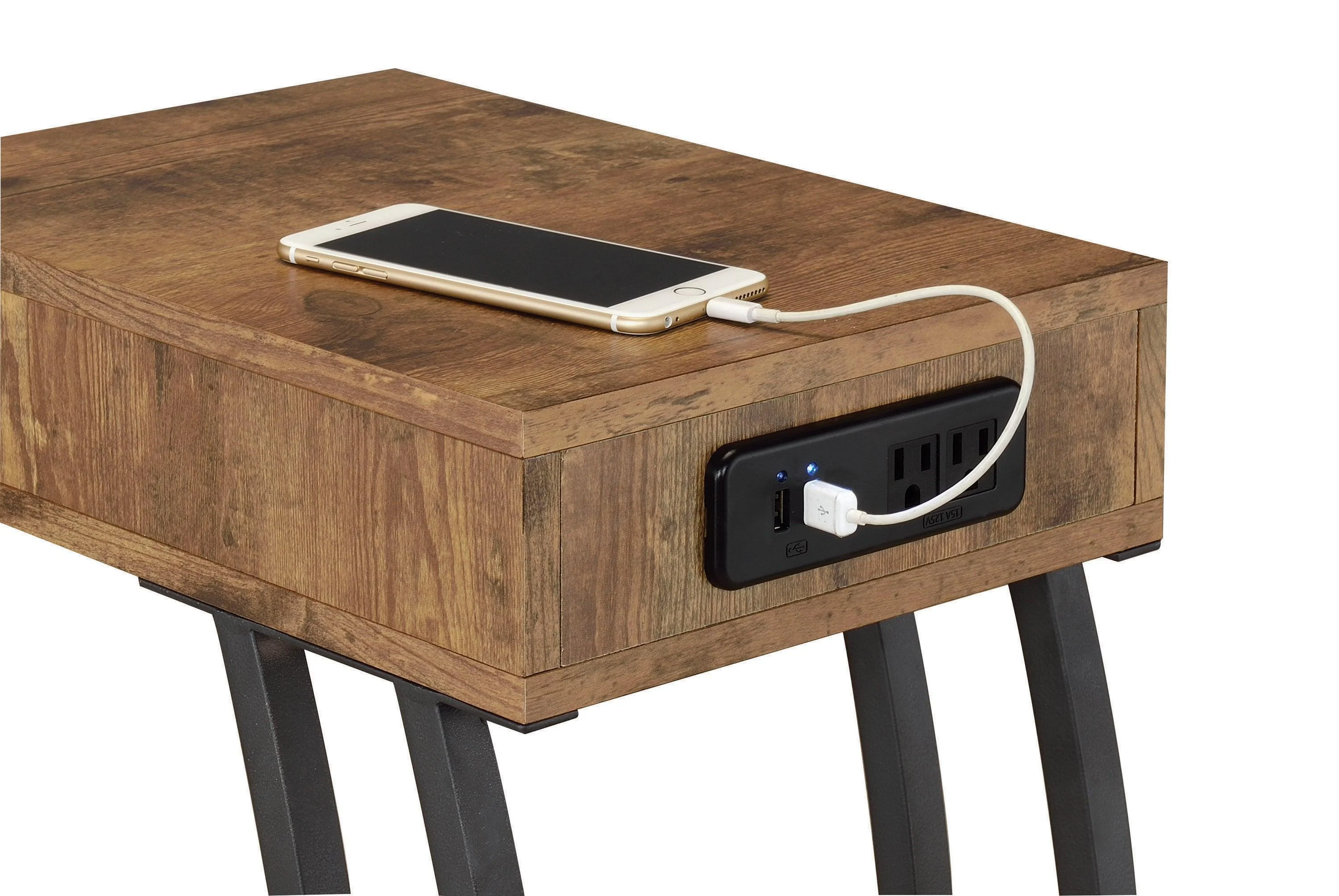 Troy Accent Table With Power Outlet Antique Nutmeg - Image 3