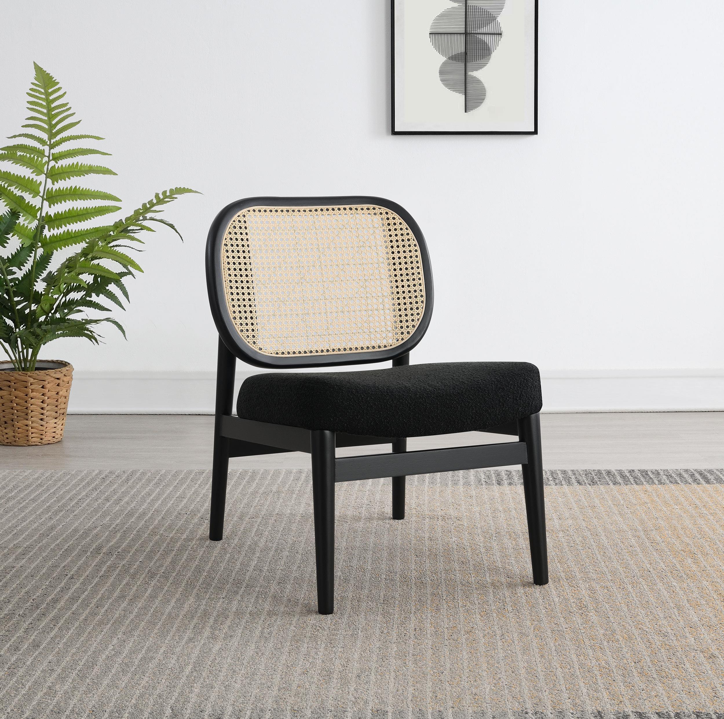 Rayo Rattan Cane Back Accent Chair with Padded Seat Black - Image 2