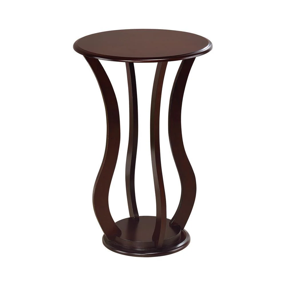 Espresso Cherry Wood Rounded Plant Stand - Image 2