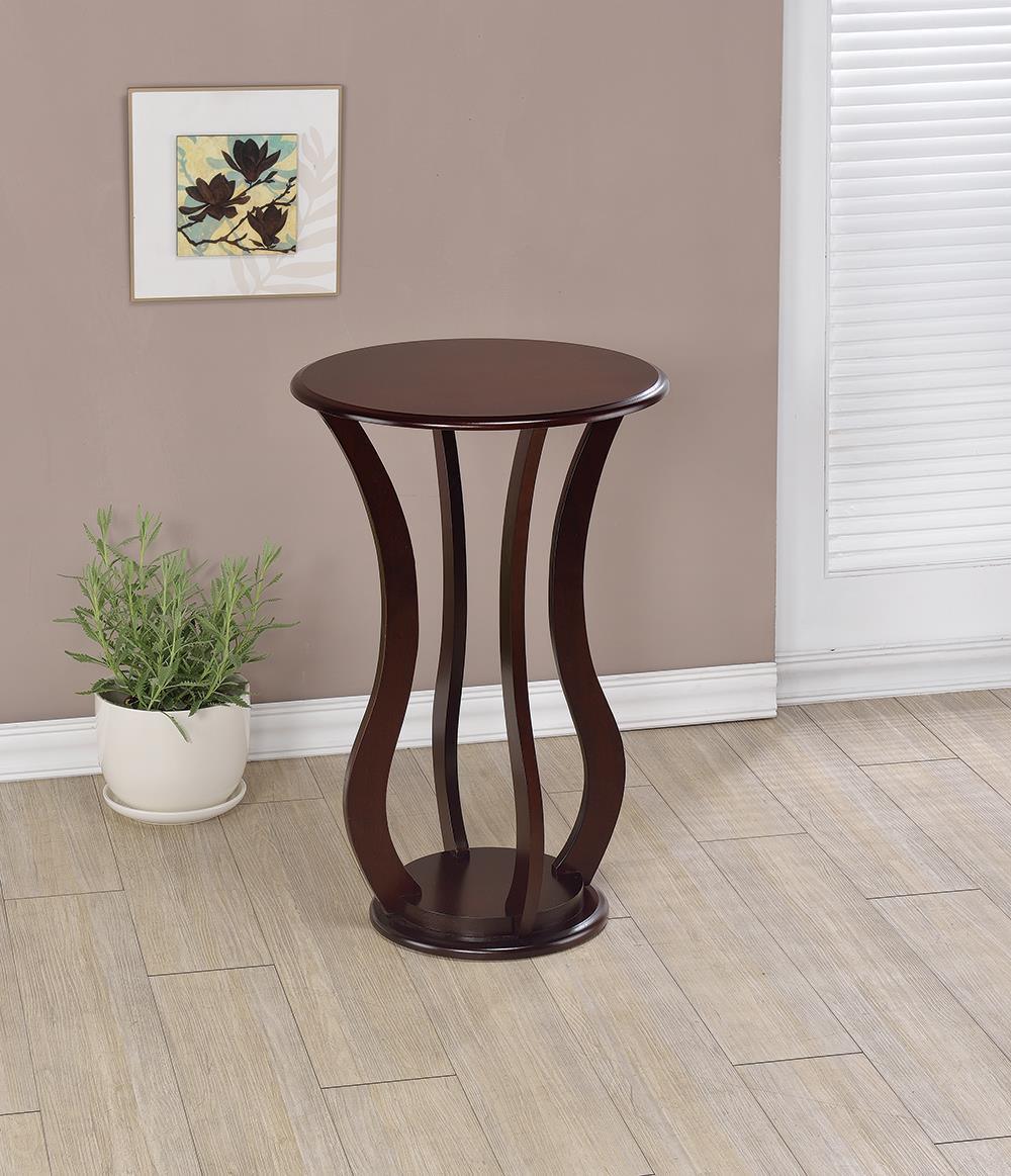 Espresso Cherry Wood Rounded Plant Stand - Image 1