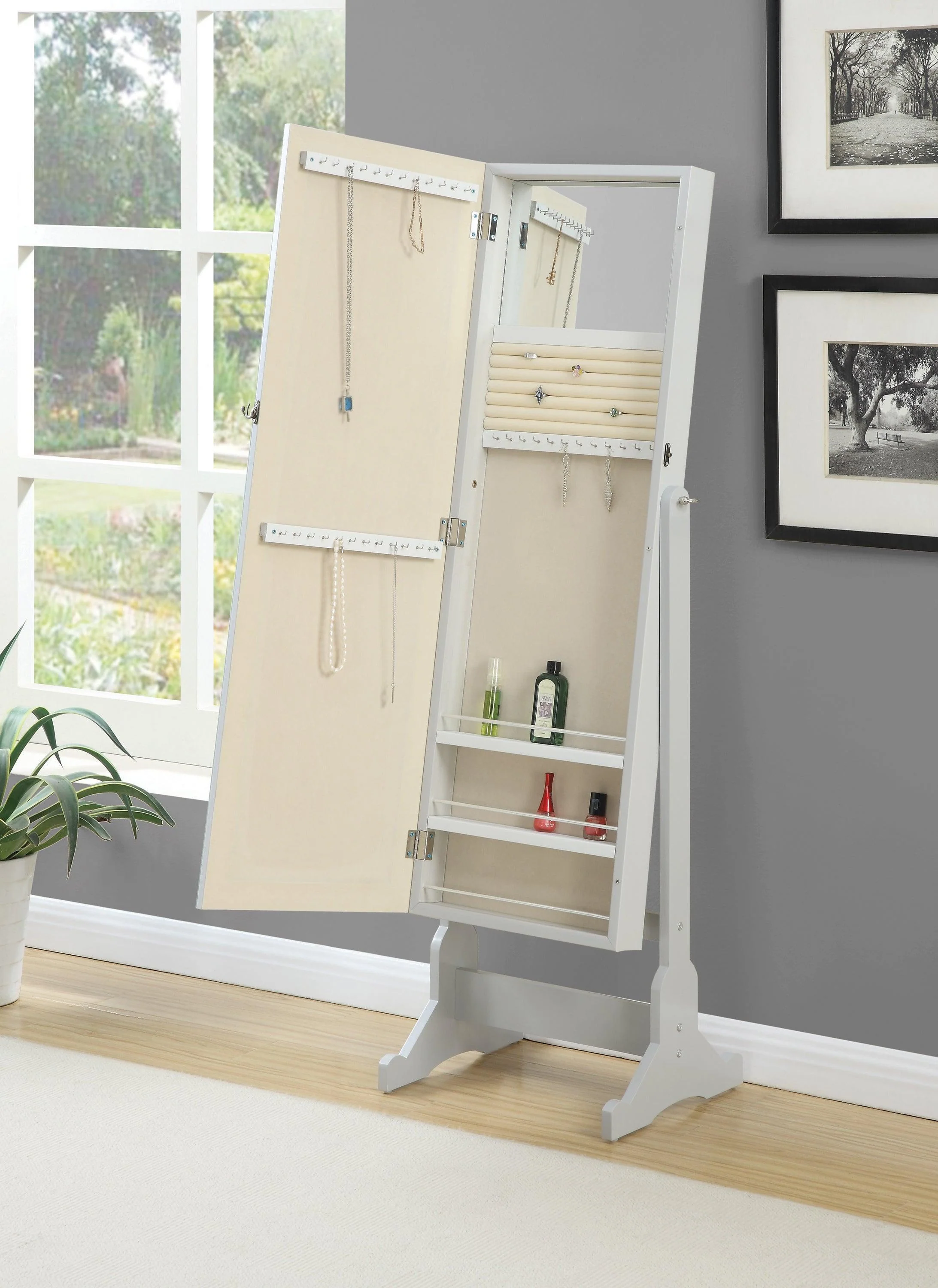 Yvonne Storage Jewelry Cheval Mirror Dove Grey - Image 2