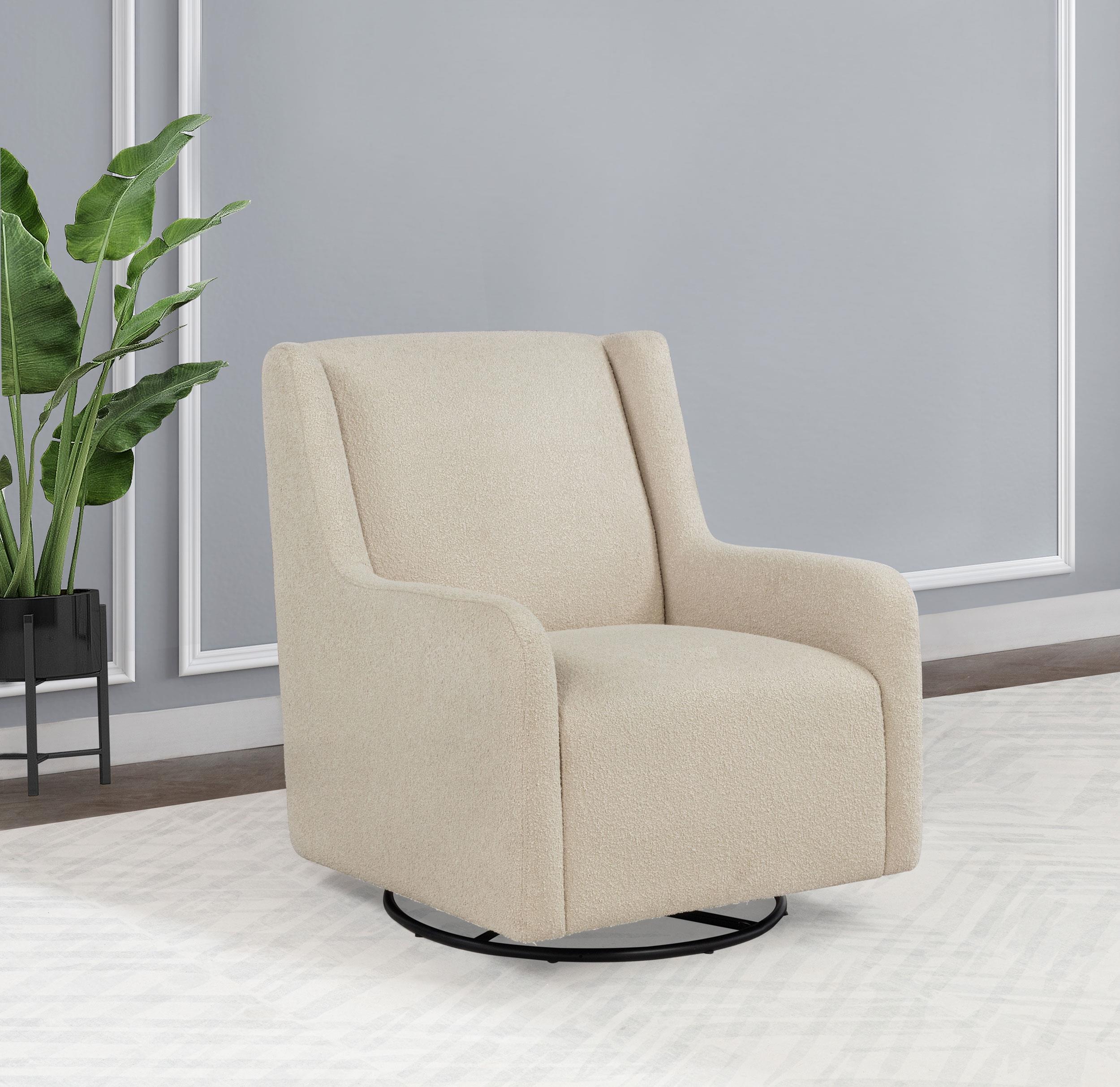Serra Boucle Upholstered Swivel Glider Recliner Sandy Beige - Image 2
