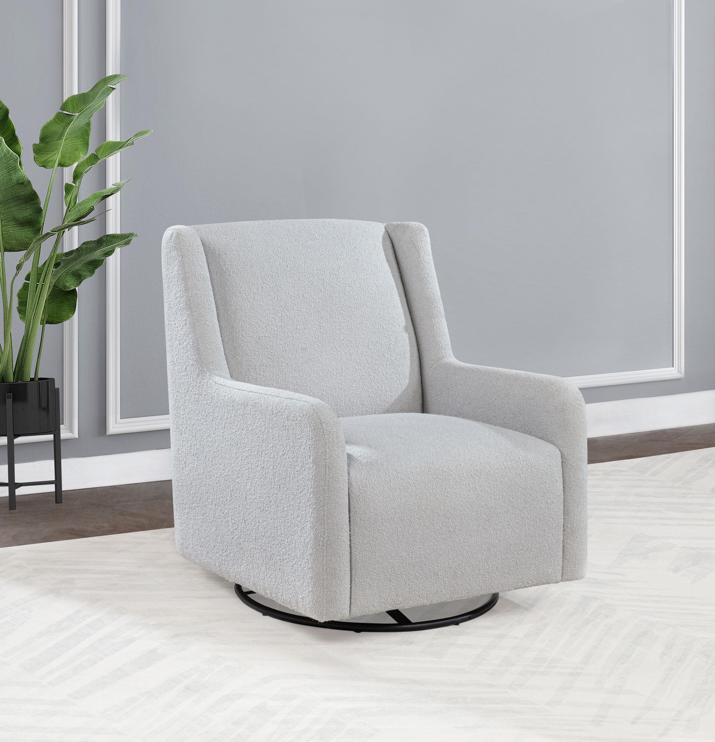 Serra Boucle Upholstered Swivel Glider Recliner Dove Grey - Image 2