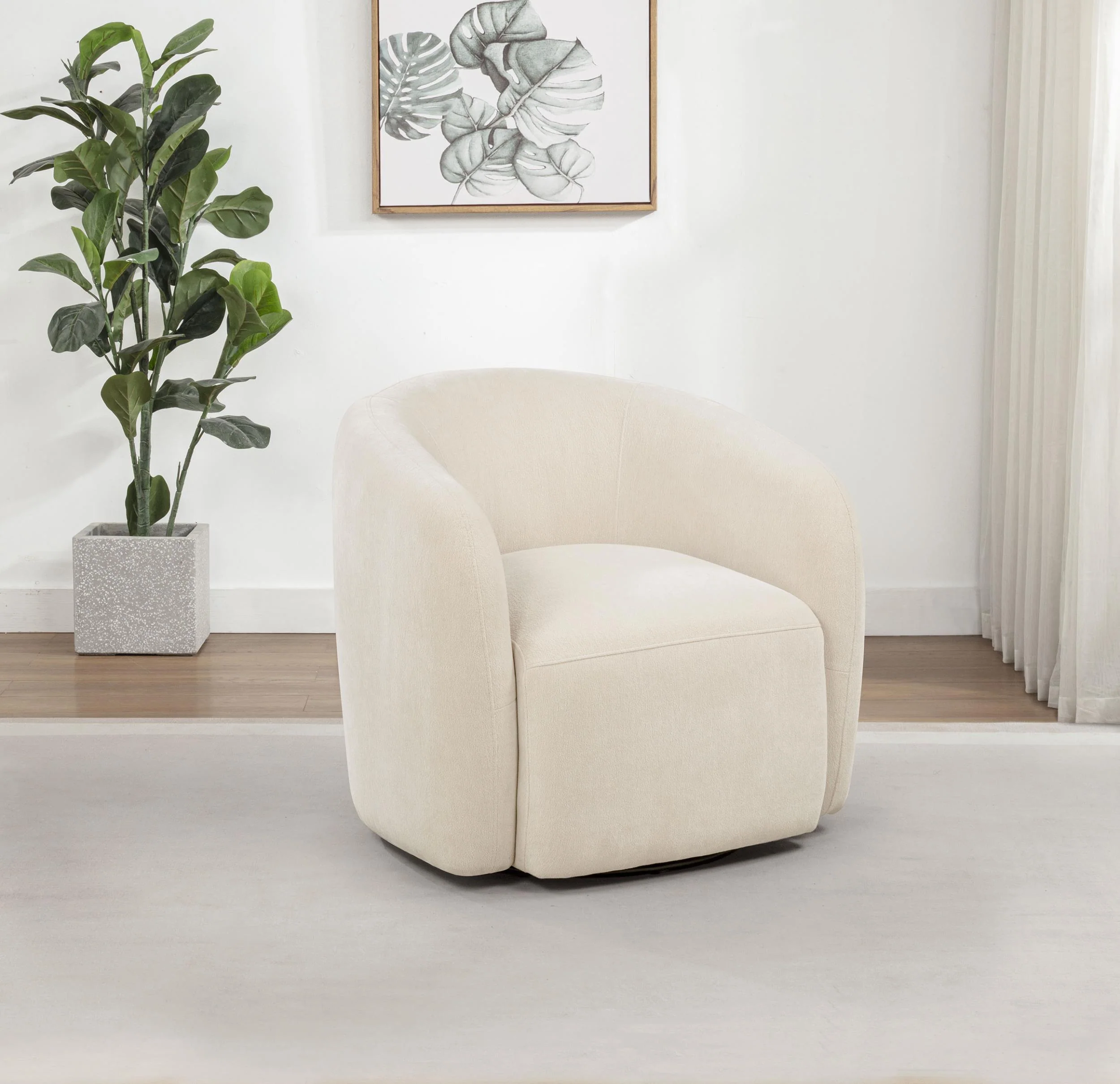 Gerley Chenille Upholstered Swivel Accent Chair Beige - Image 2