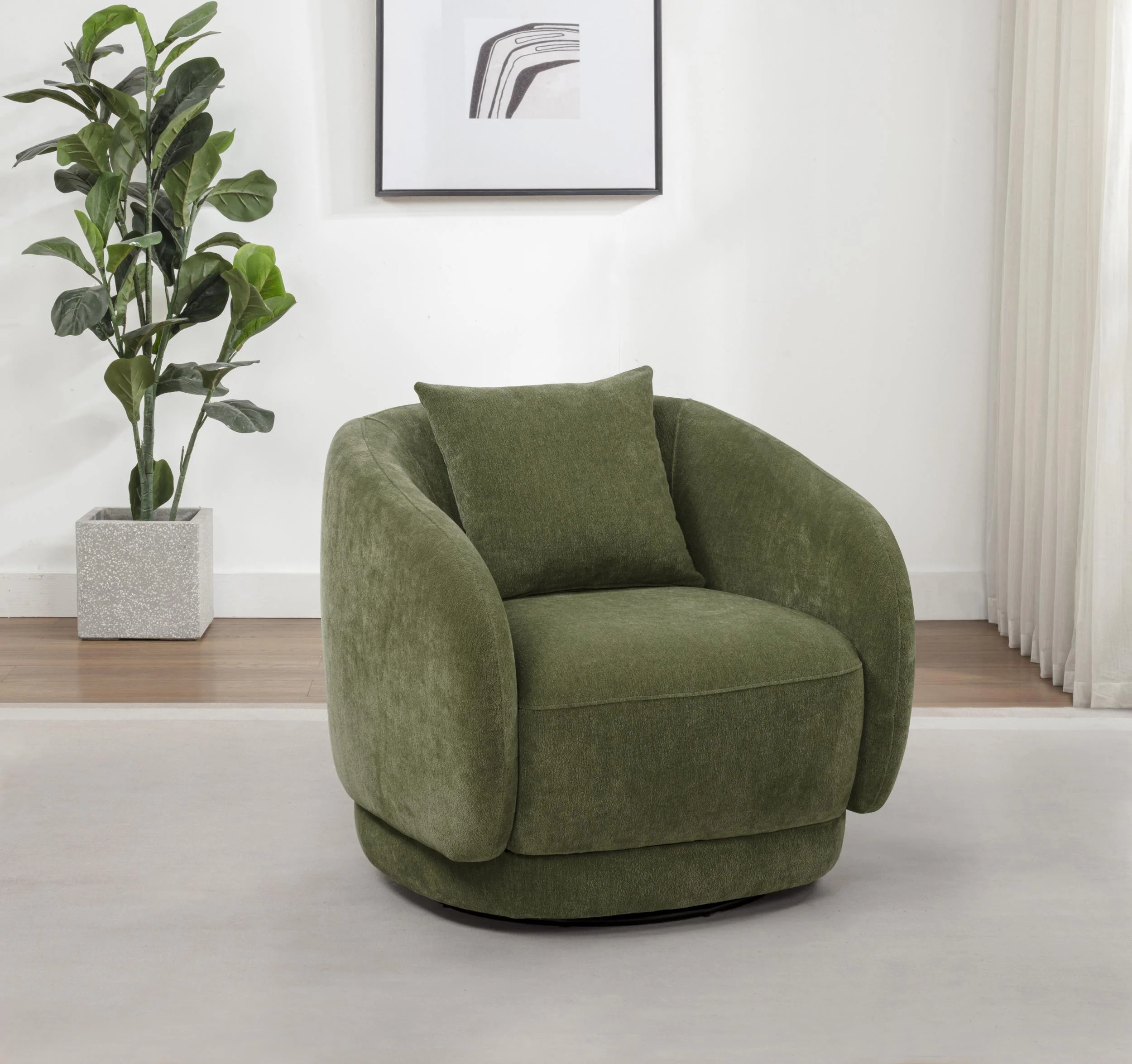 Arnaud Chenille Upholstered Swivel Accent Chair Green - Image 2