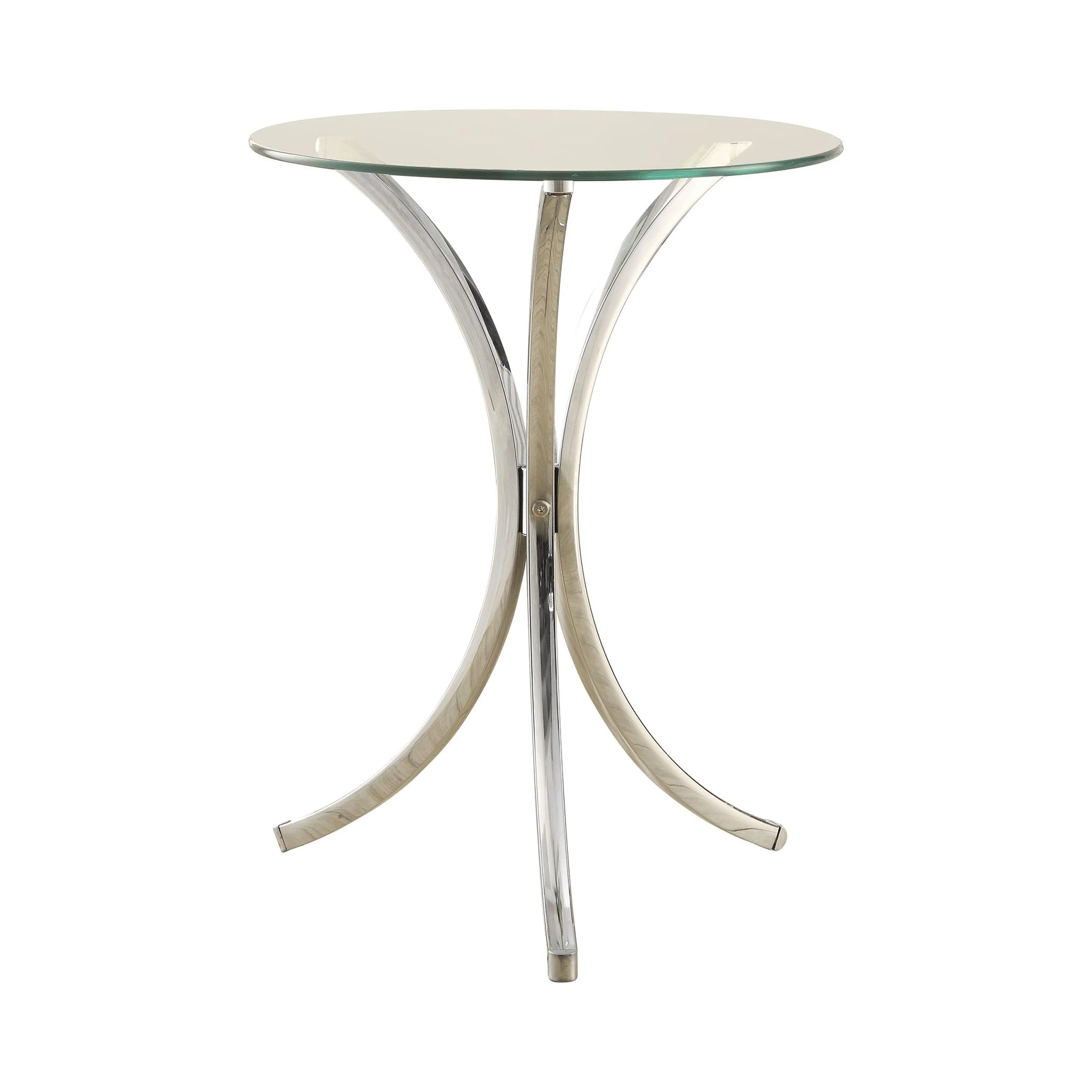 Eloise Round Accent Table With Curved Legs Chrome - Image 2