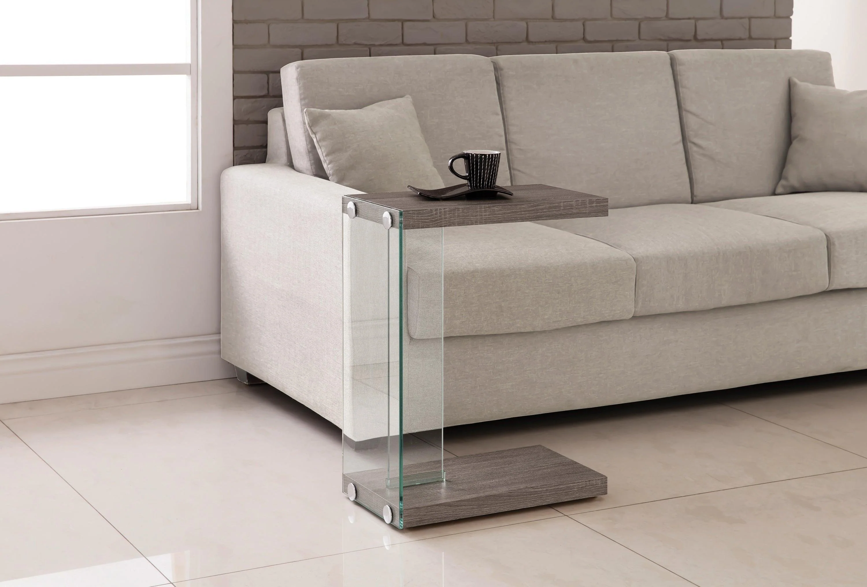 Alison Accent Table Weathered Gray Clear - Image 2