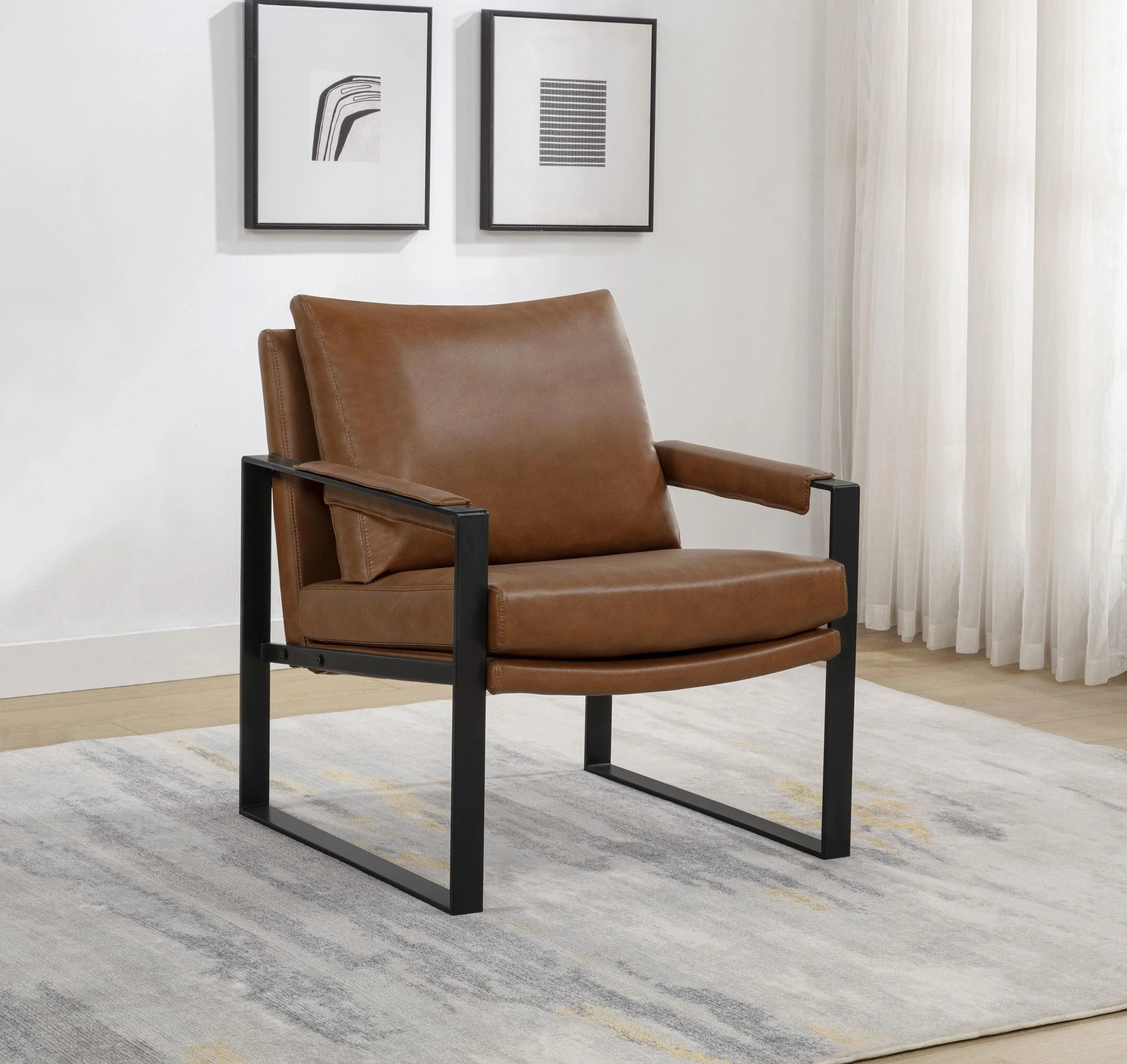 Rosalind Upholstered Track Arm Accent Chair Brown - Image 2