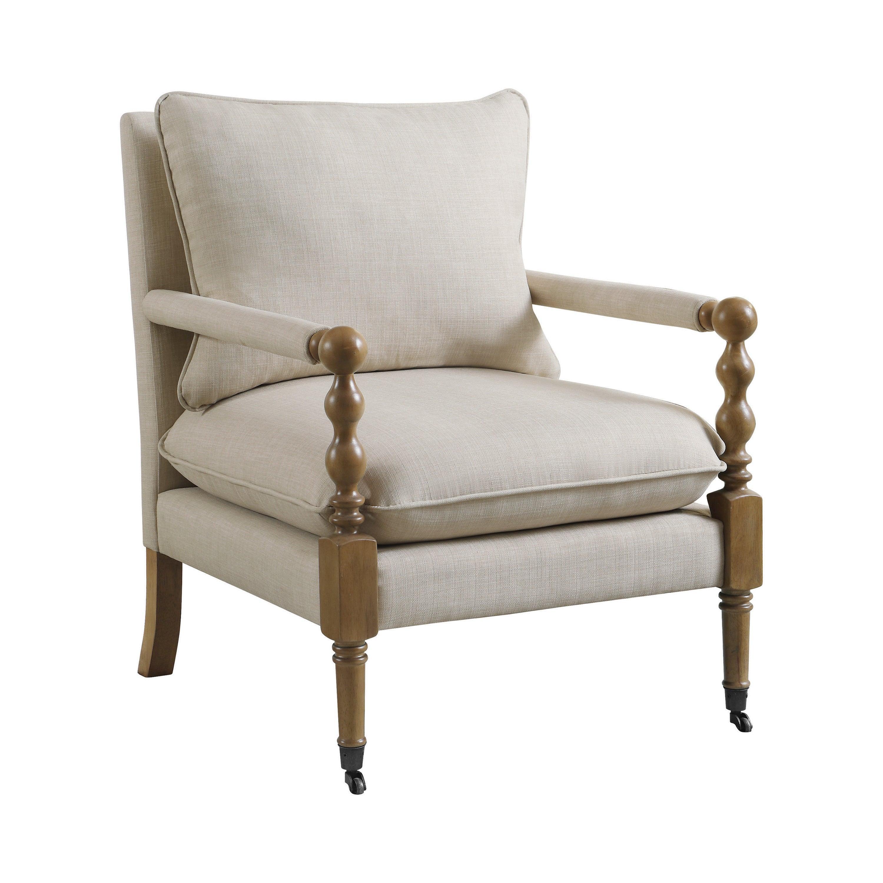 Monaghan Upholstered Accent Chair With Casters Beige - Image 2