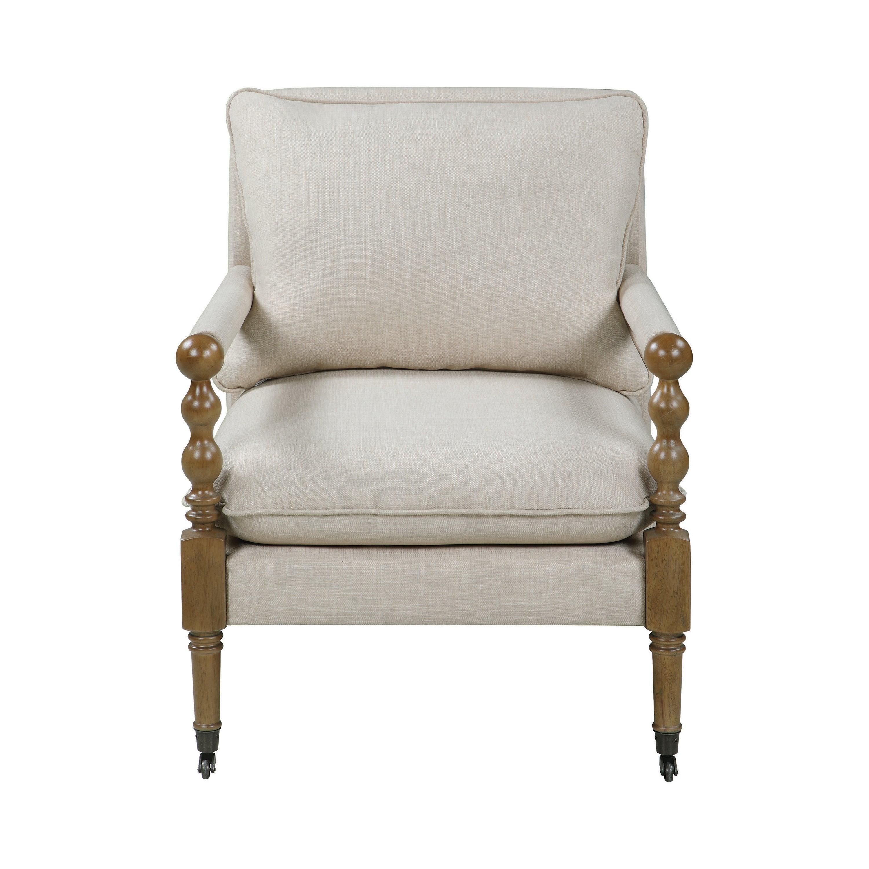 Monaghan Upholstered Accent Chair With Casters Beige - Image 3