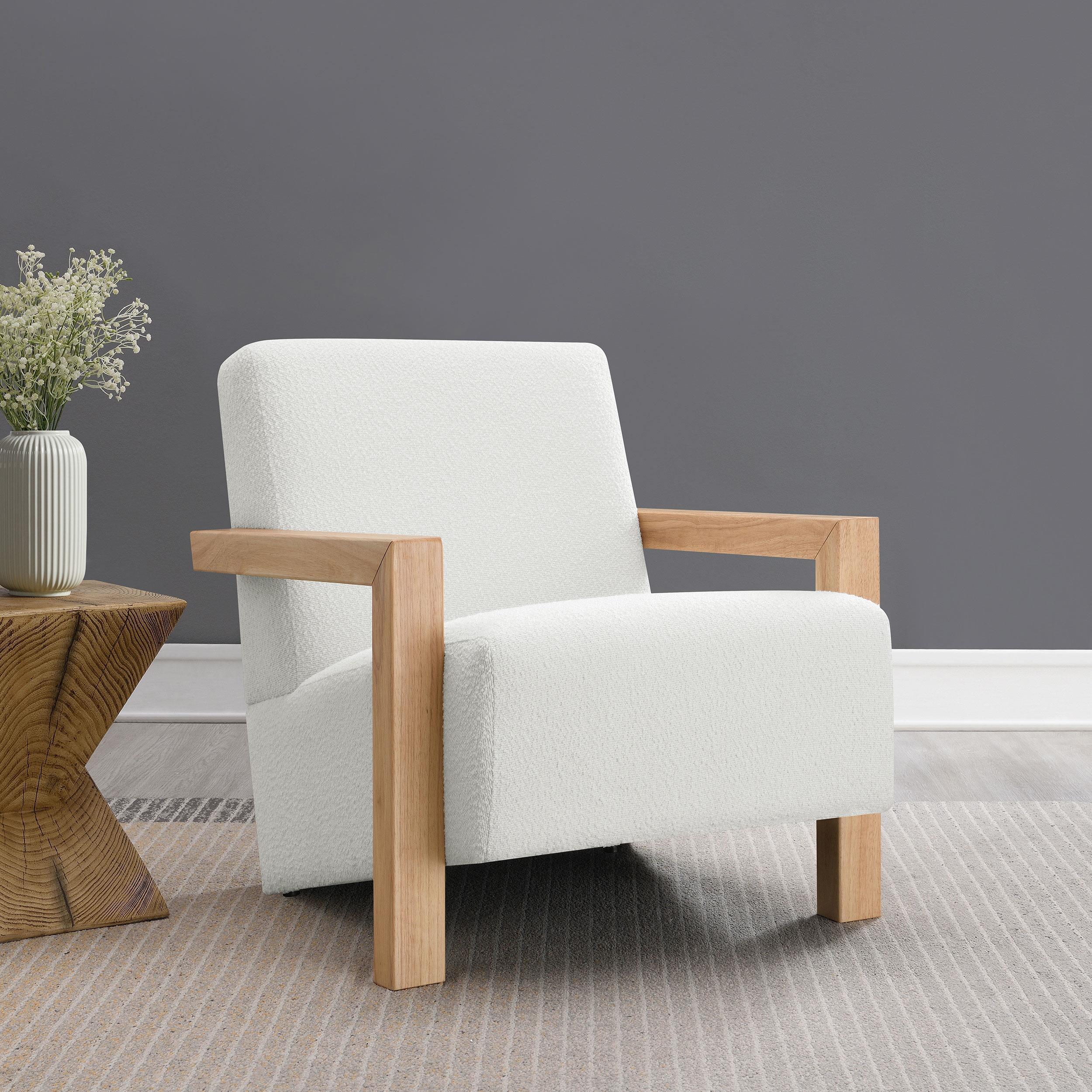 Fitzroy Boucle Upholstered Accent Arm Chair Ivory 903094 - Image 2