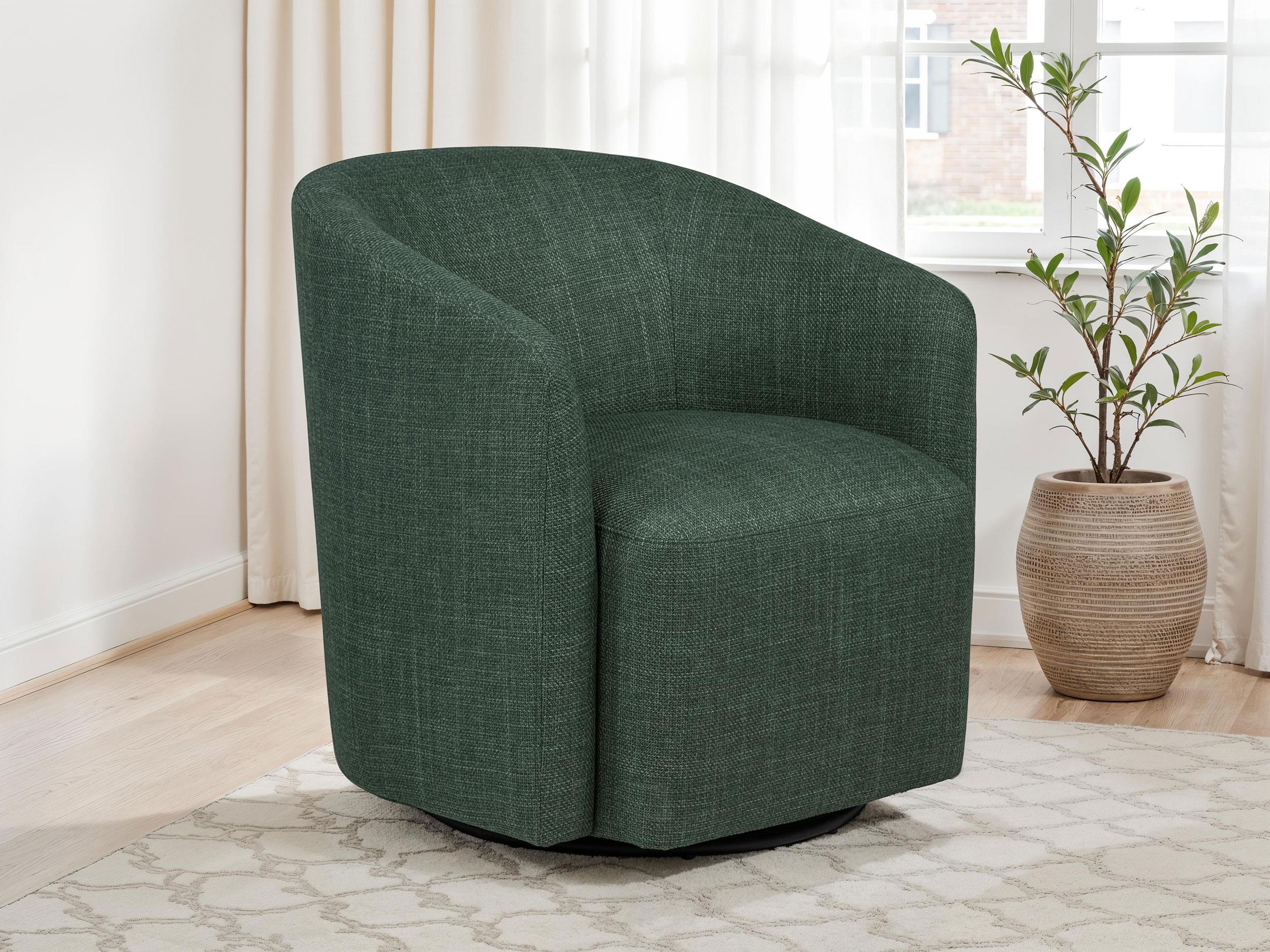 Mossbrook Fabric Upholstered Swivel Accent Chair Green - Image 2