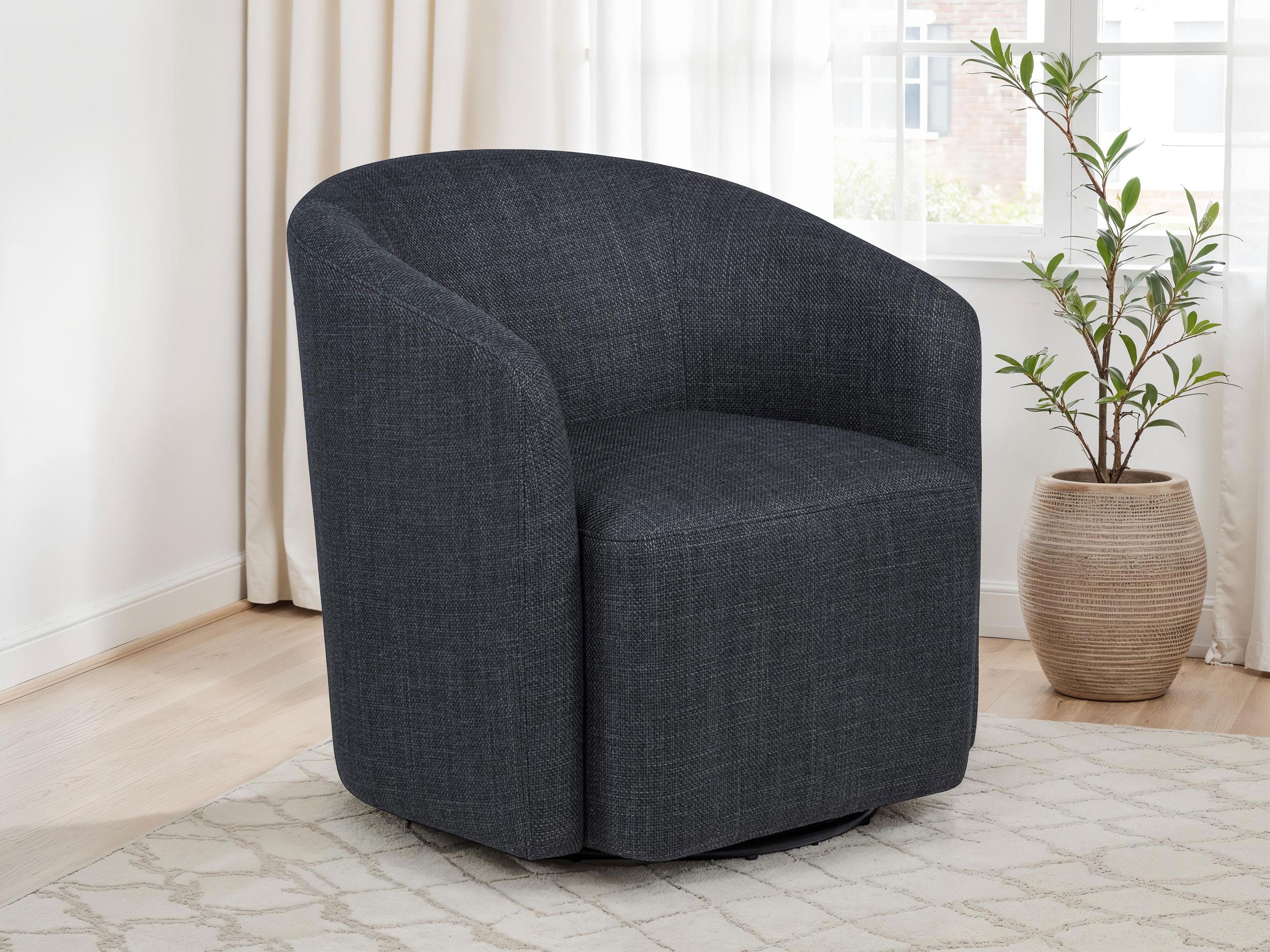 Mossbrook Fabric Upholstered Swivel Accent Chair Anthracite - Image 2