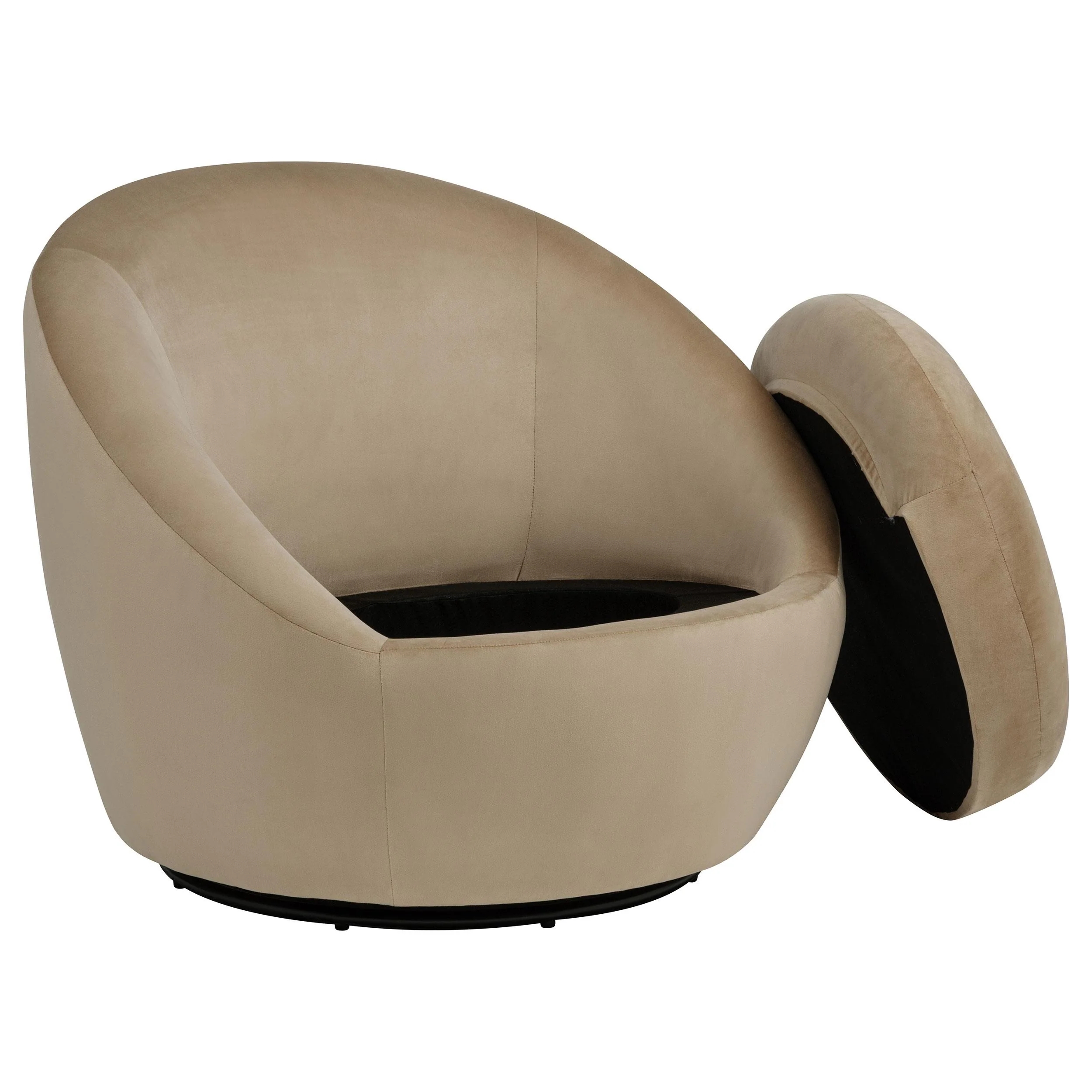 Myernick Velvet Upholstered Swivel Accent Chair Camel - Image 2