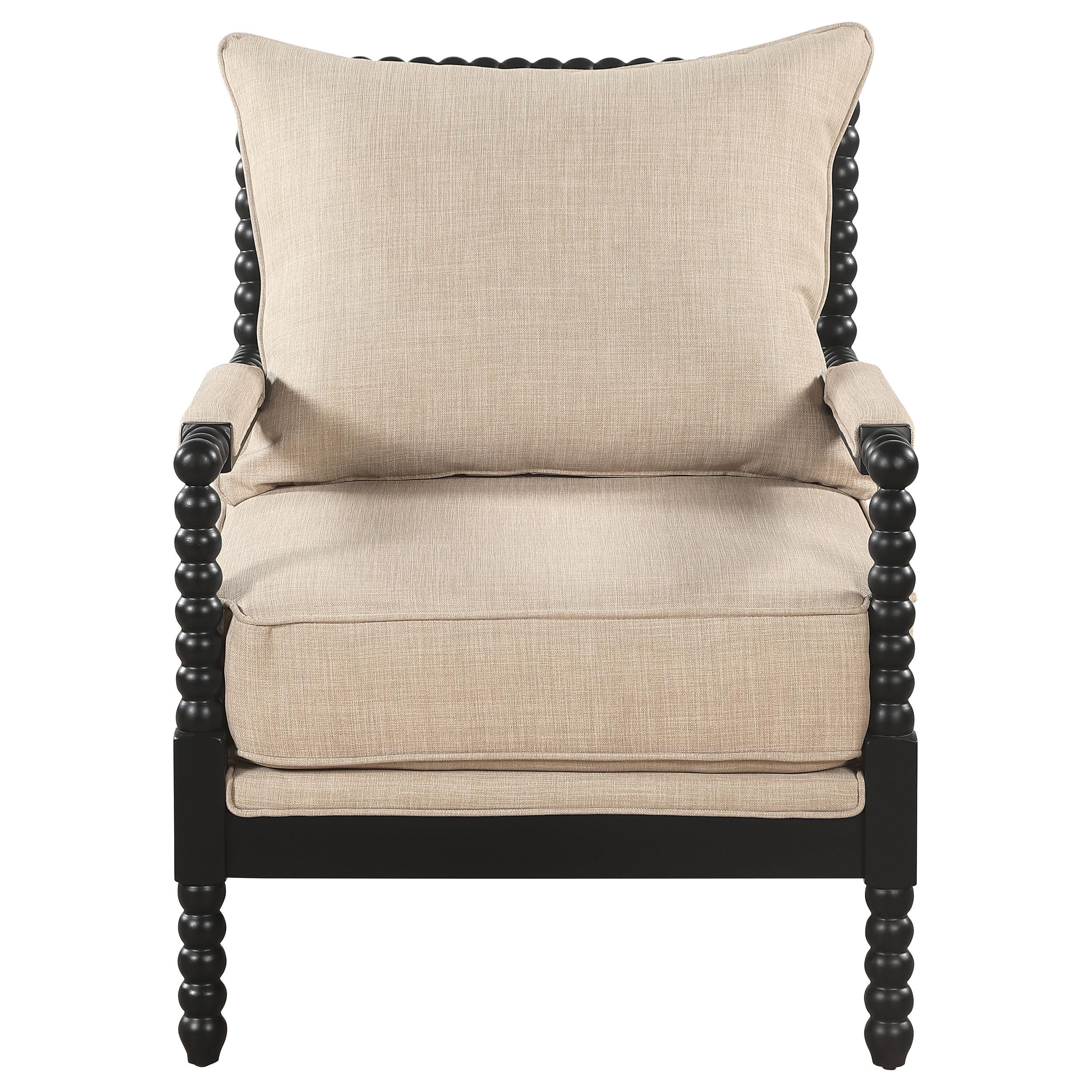 Blanchett Upholstered Bobbin Accent Chair Beige and Black - Image 3