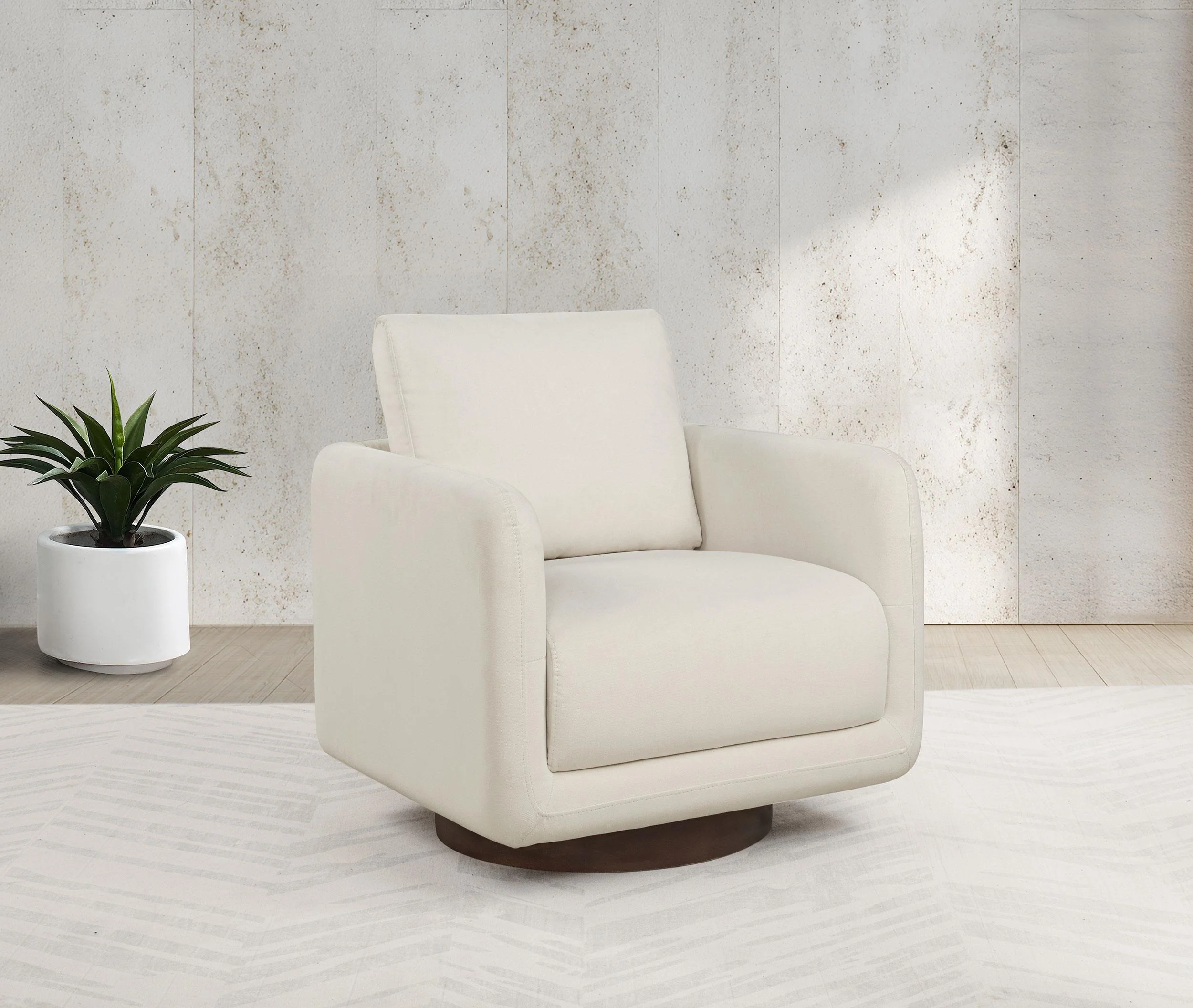 Iris Fabric Upholstered Swivel Accent Chair Ivory - Image 2