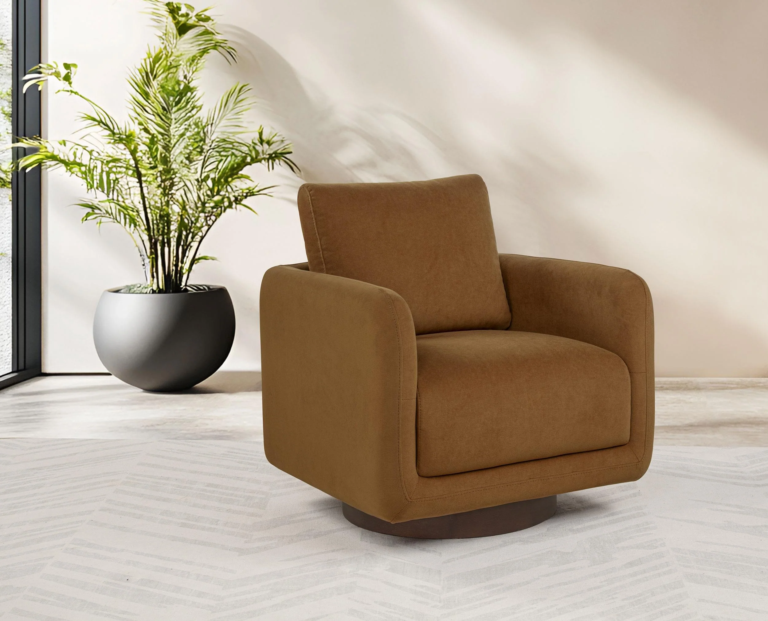 Iris Fabric Upholstered Swivel Accent Chair Rust - Image 2