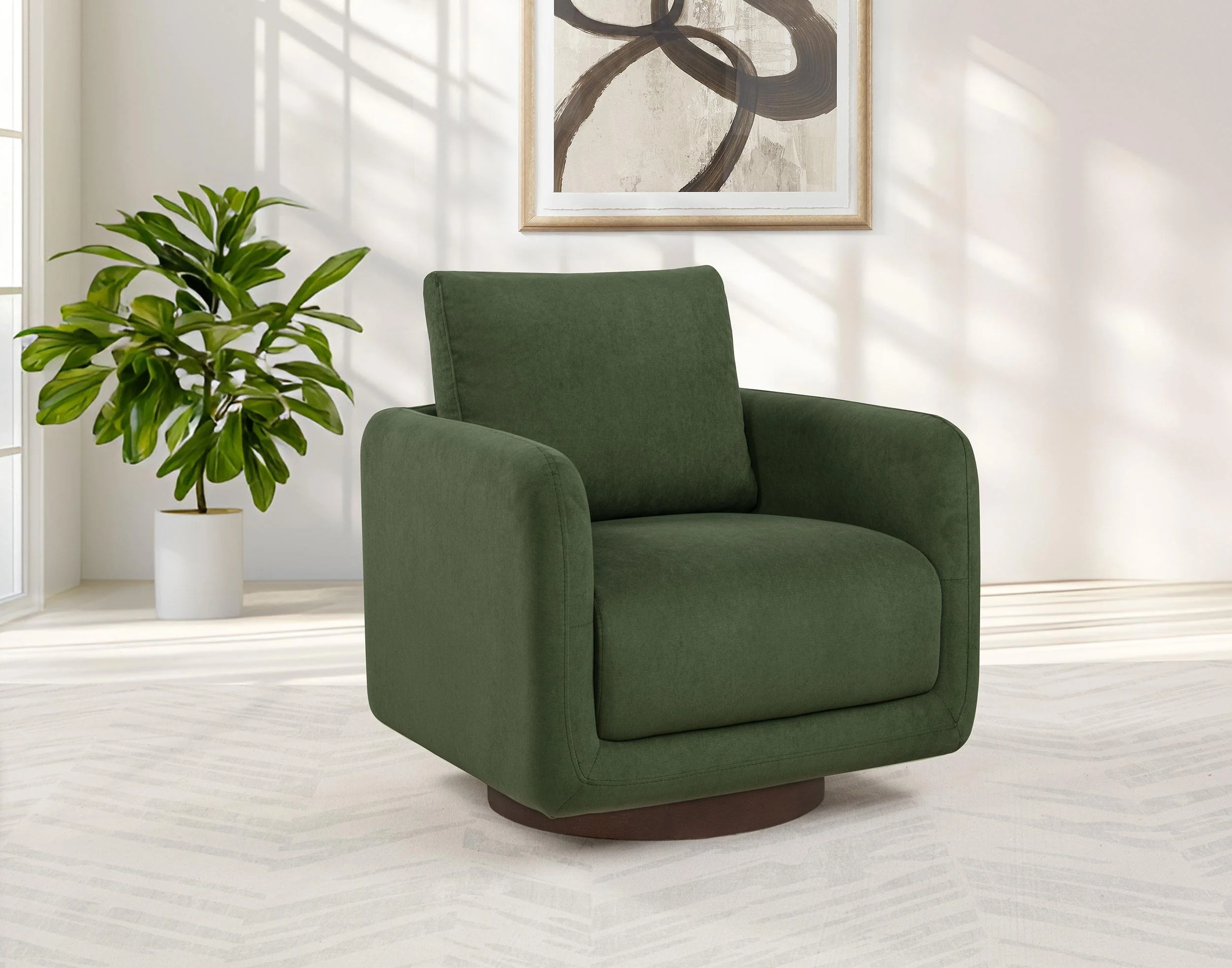 Iris Fabric Upholstered Swivel Accent Chair Matcha - Image 2