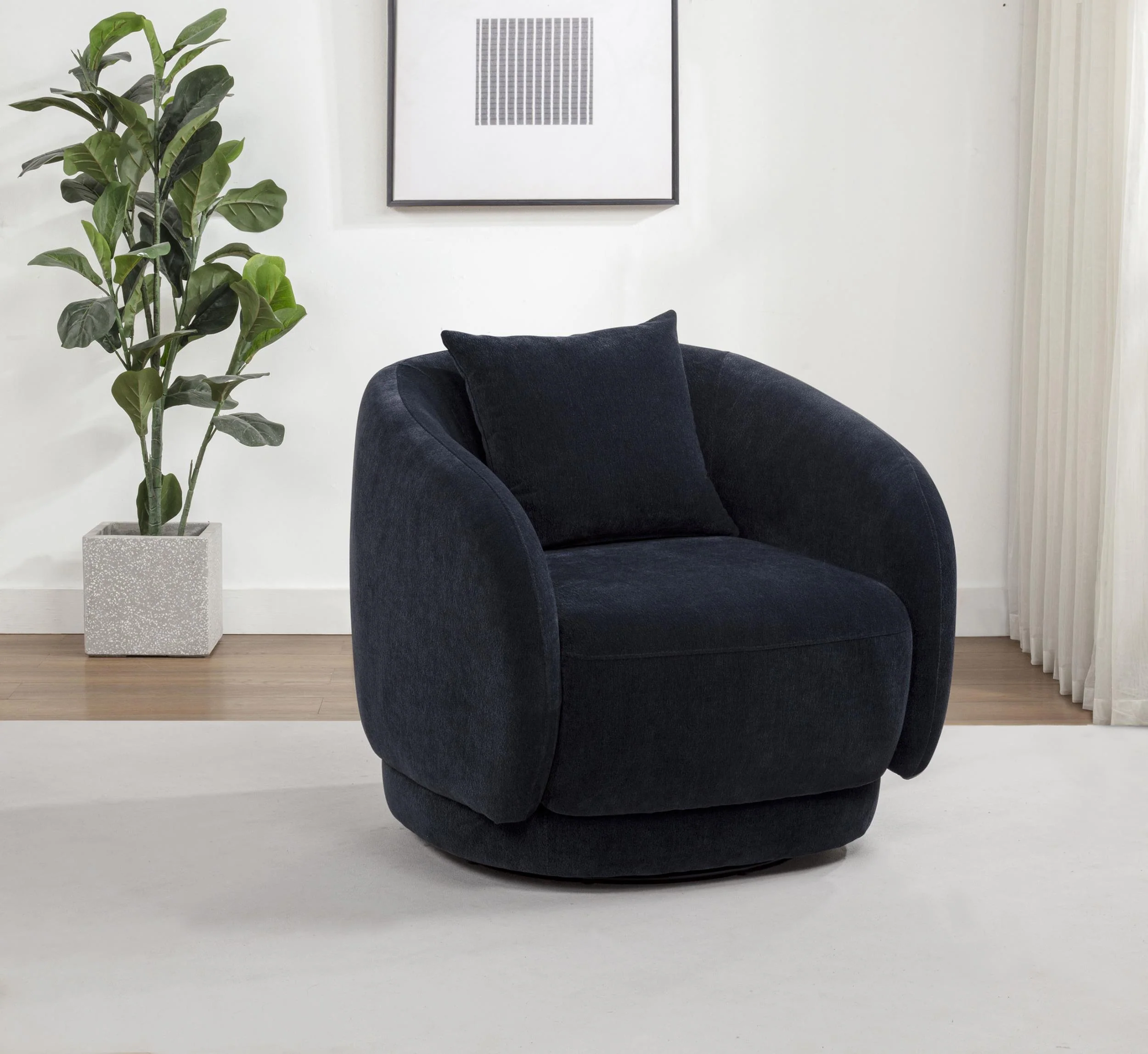 Arnaud Chenille Upholstered Swivel Accent Chair Navy - Image 2