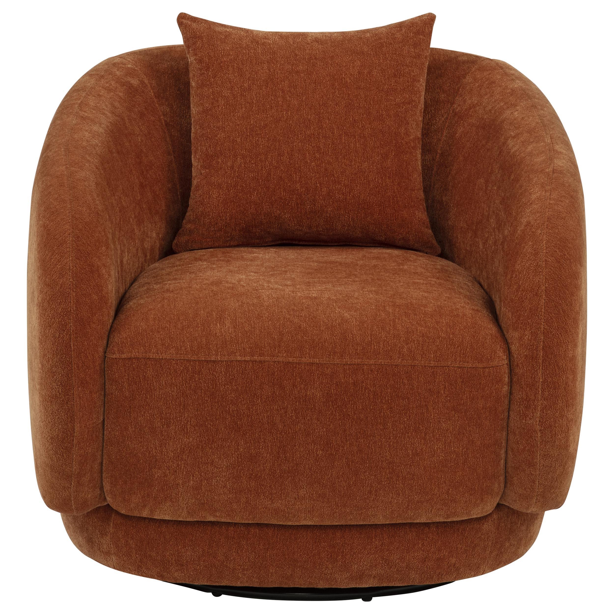 Arnaud Chenille Upholstered Swivel Accent Chair Burnt Orange - Image 3