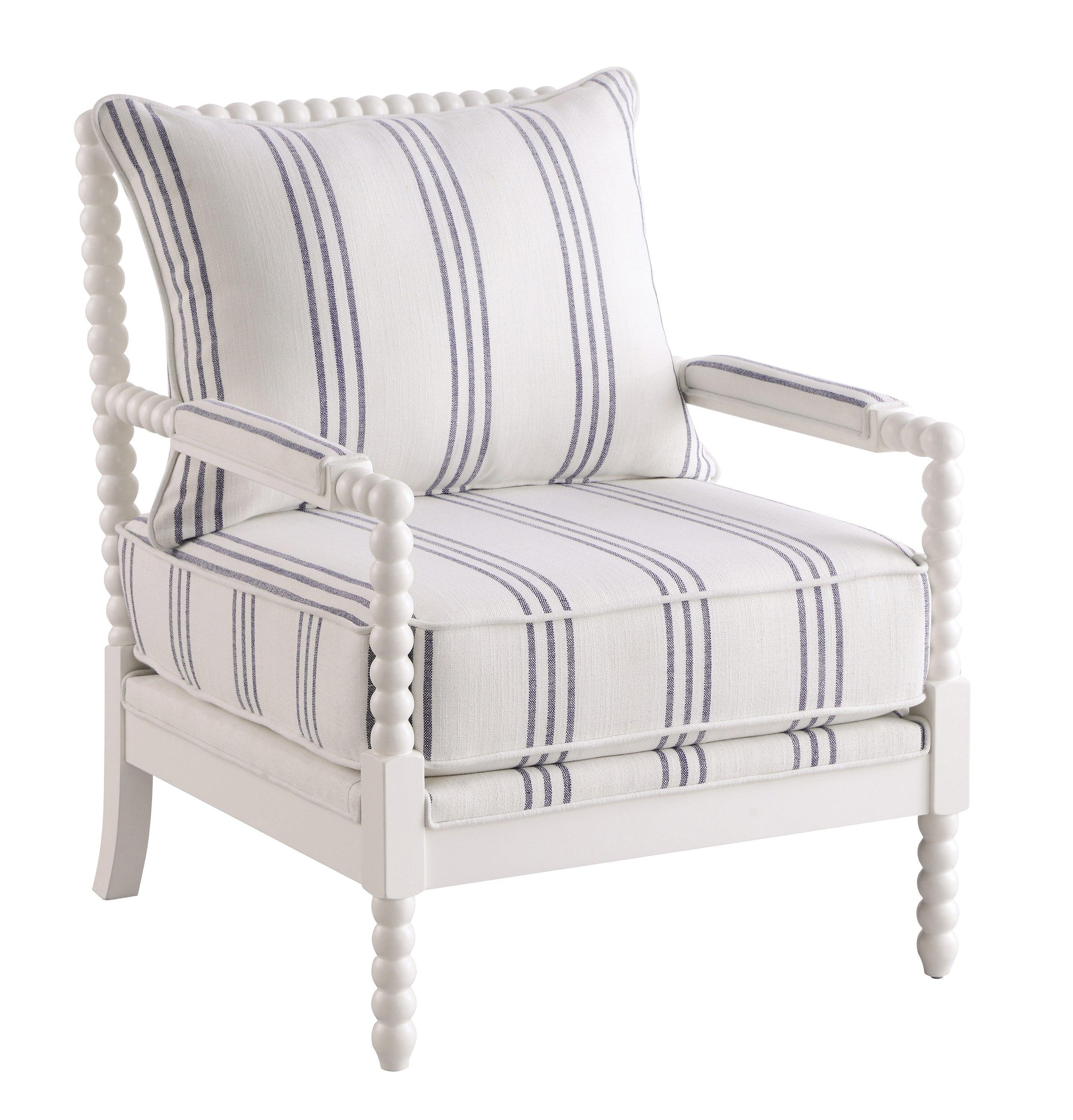 Blanchett Upholstered Accent Chair With Spindle White Navy - Image 2