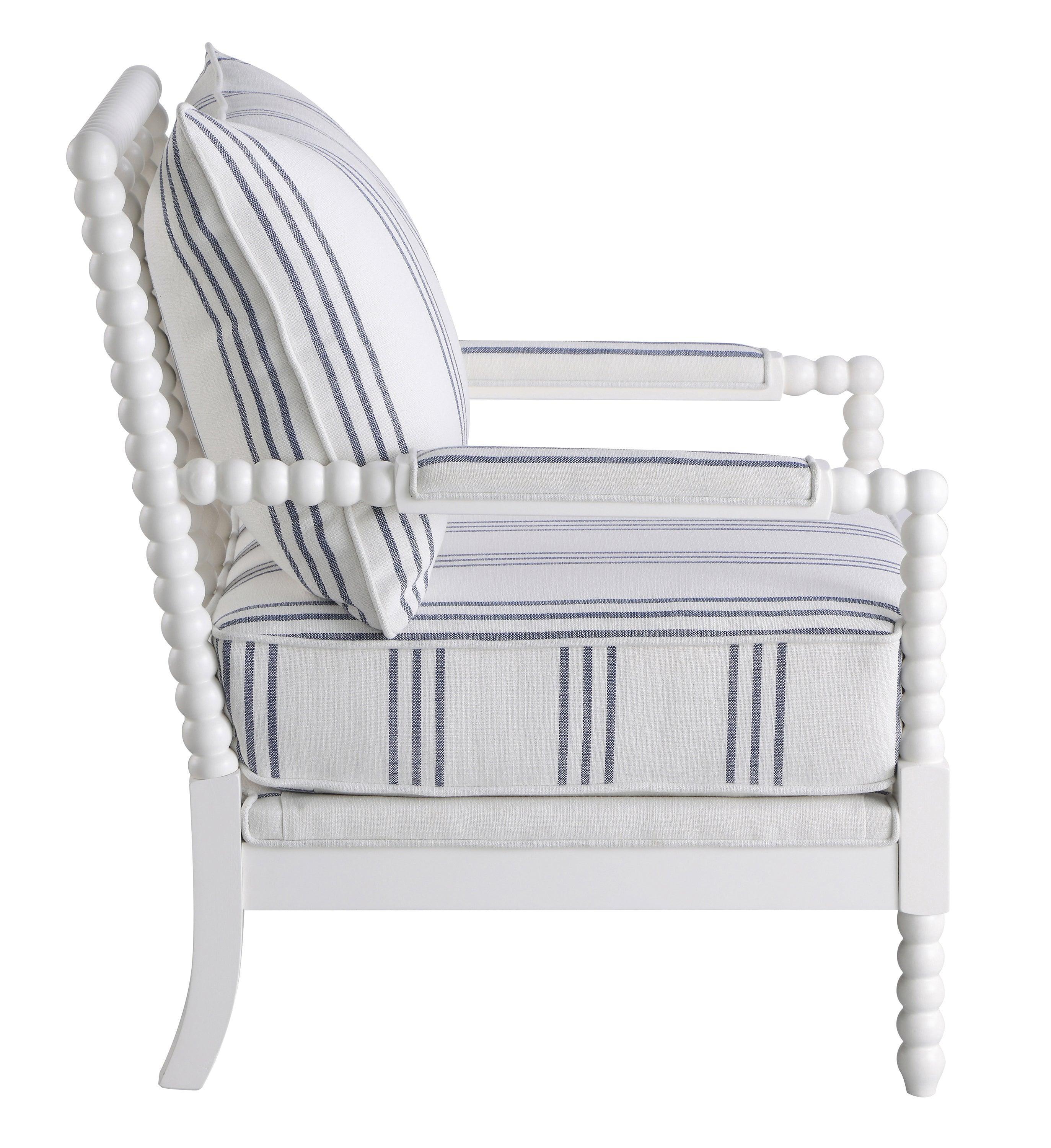 Blanchett Upholstered Accent Chair With Spindle White Navy - Image 3