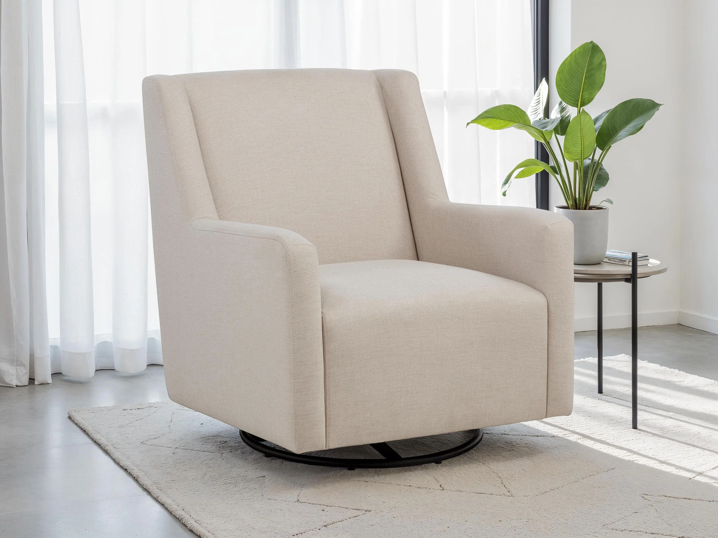 Sorrel Fabric Upholstered Swivel Glider Arm Chair Latte - Image 2