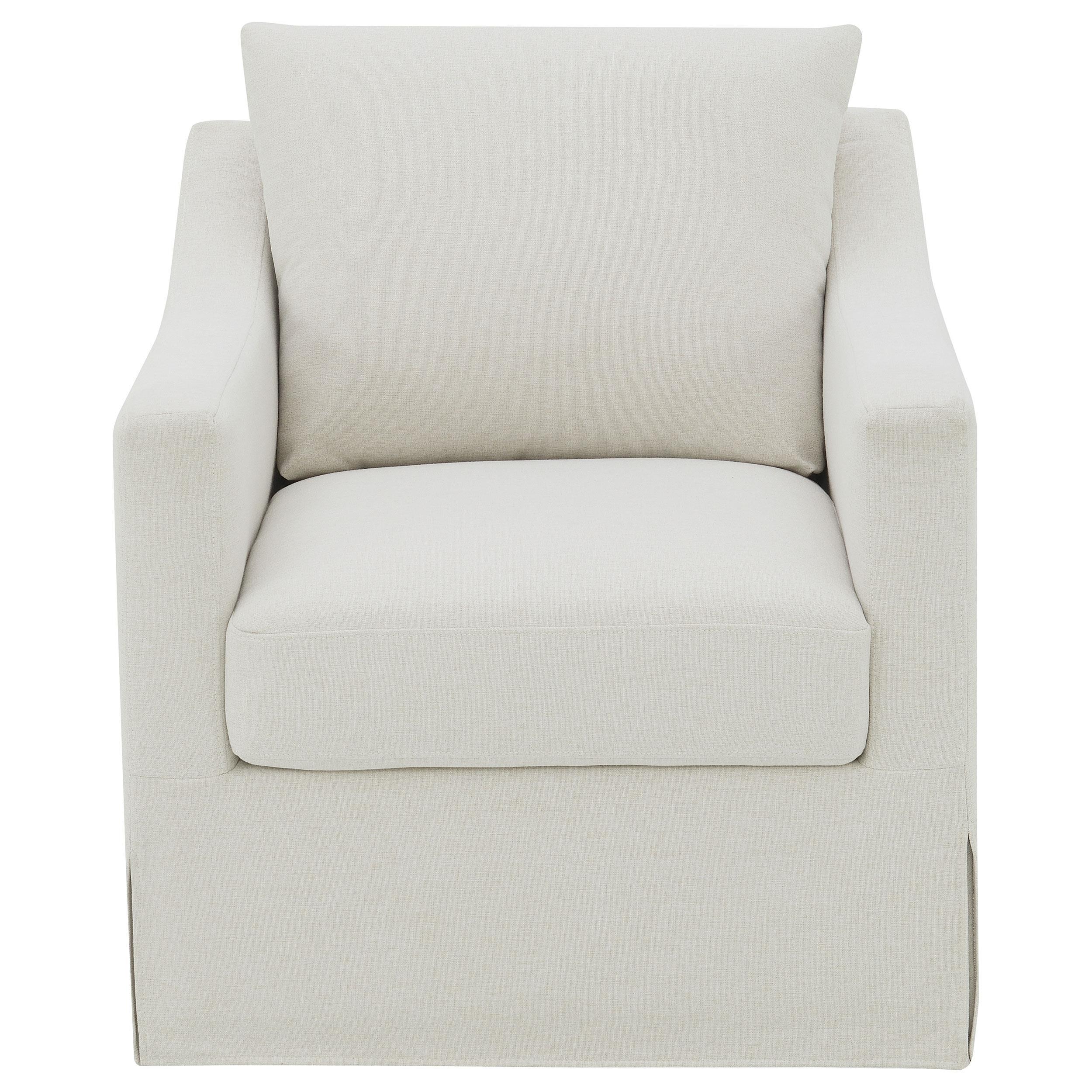 Winter Upholstered Sloped Arm Accent Swivel Chair Beige - Image 3