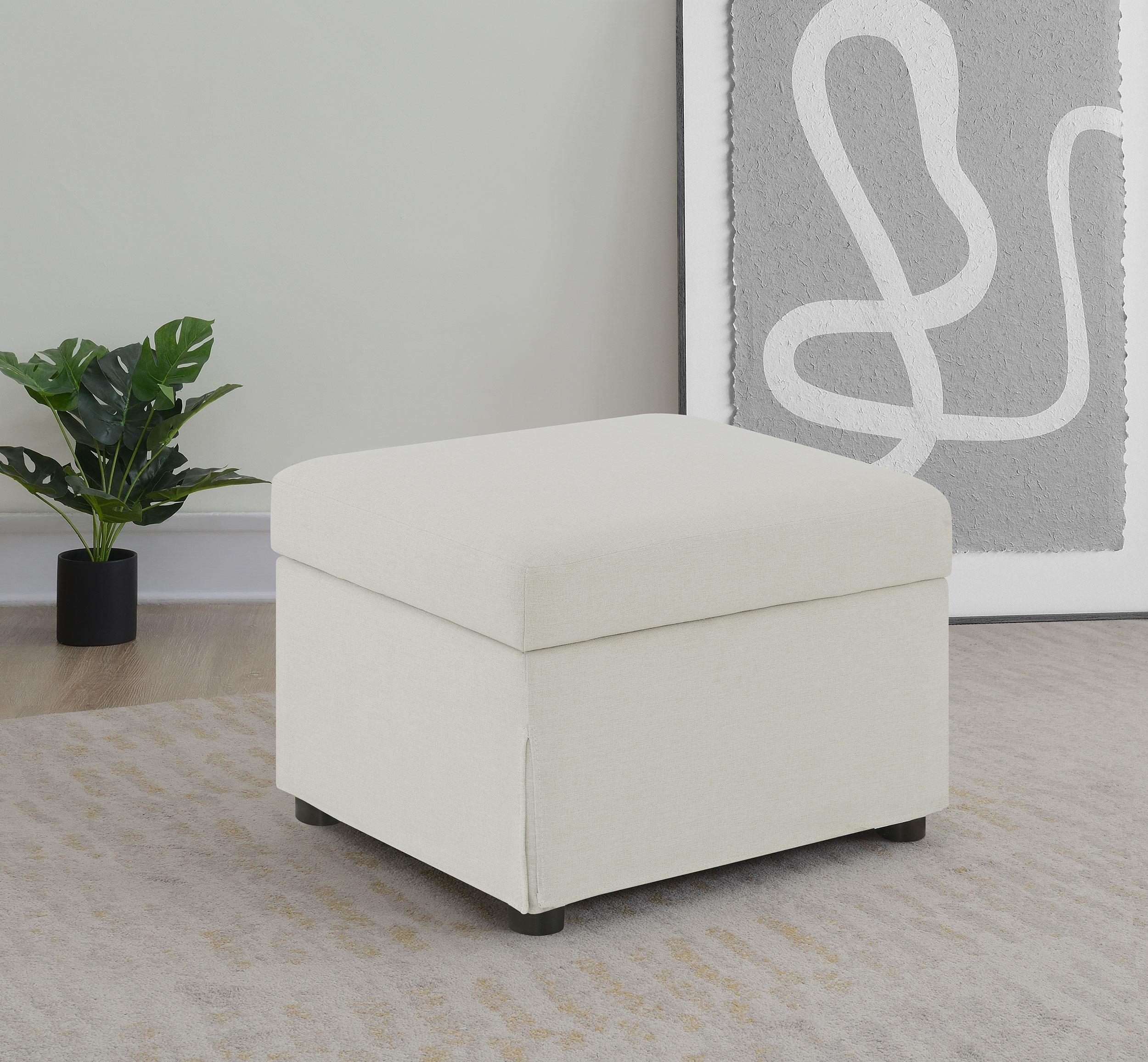 Winter Upholstered Hydraulic Lift Top Storage Ottoman Beige - Image 2