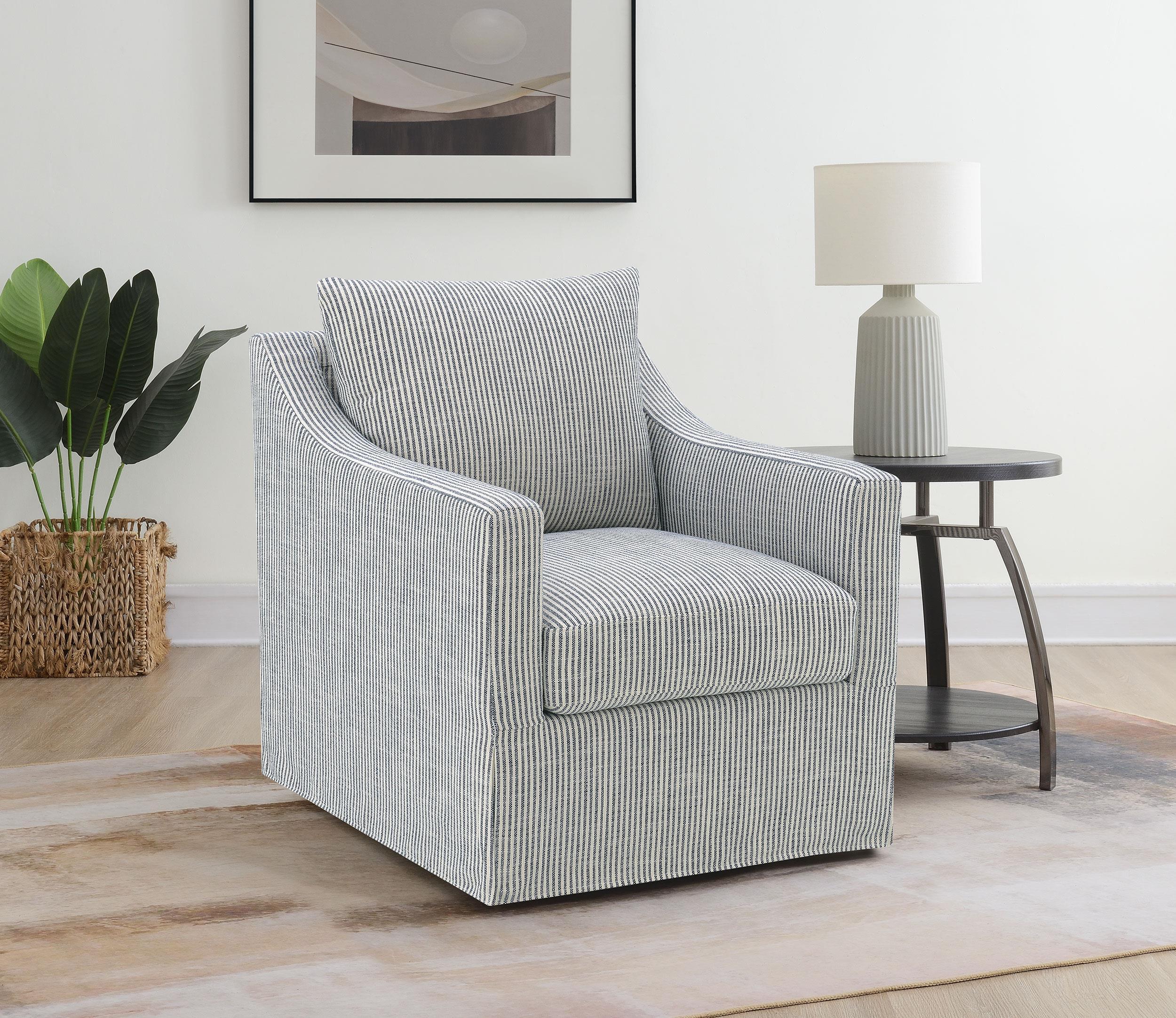 Winter Upholstered Sloped Arm Accent Swivel Chair Grey - Image 2