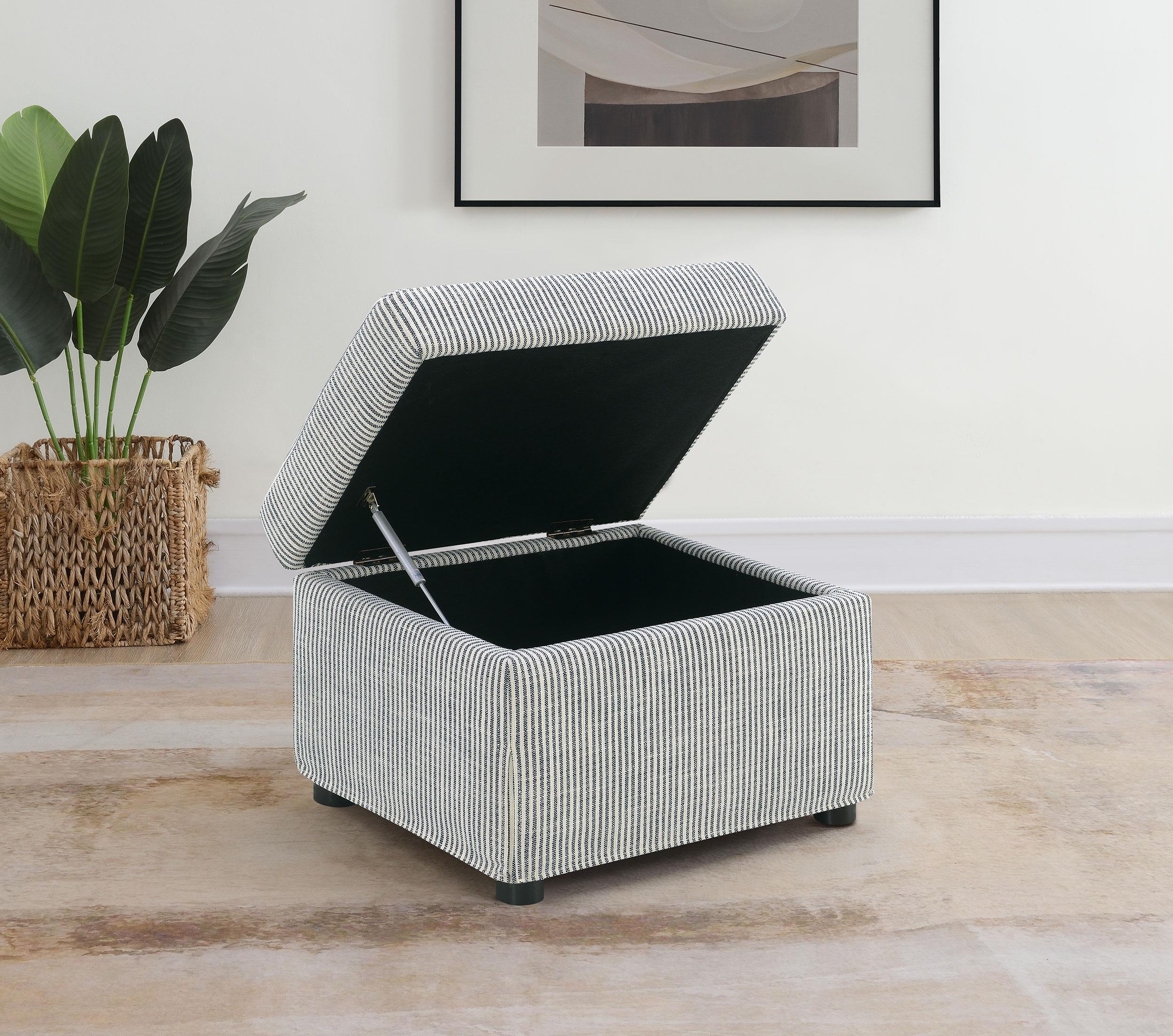 Winter Upholstered Hydraulic Lift Top Storage Ottoman Grey - Image 3