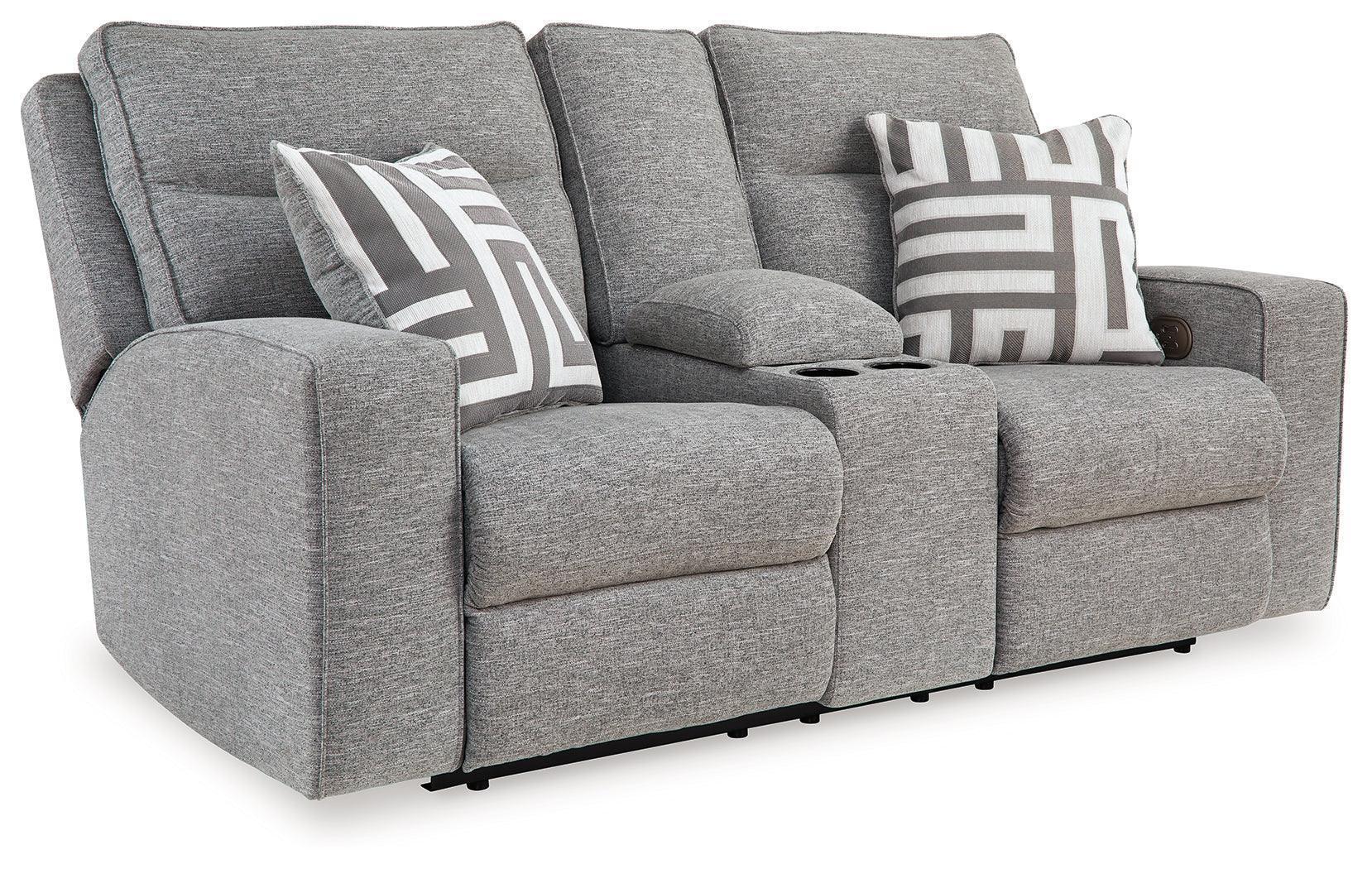 Biscoe Pewter Textured,nuvella® Power Reclining Loveseat - Image 2