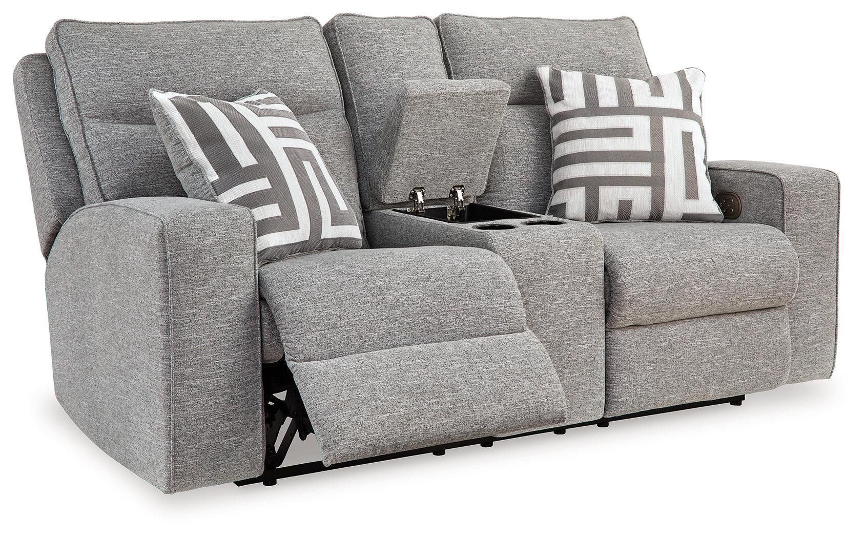 Biscoe Pewter Textured,nuvella® Power Reclining Loveseat - Image 3