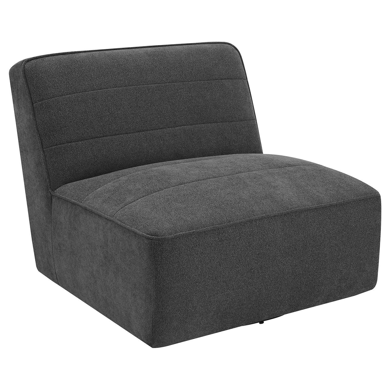 Cobie Upholstered Armless Swivel Chair Dark Charcoal - Image 3